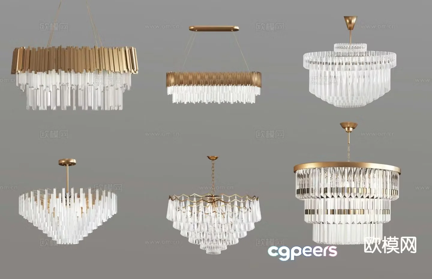 Modern metal chandelier crystal chandelier 3d model
