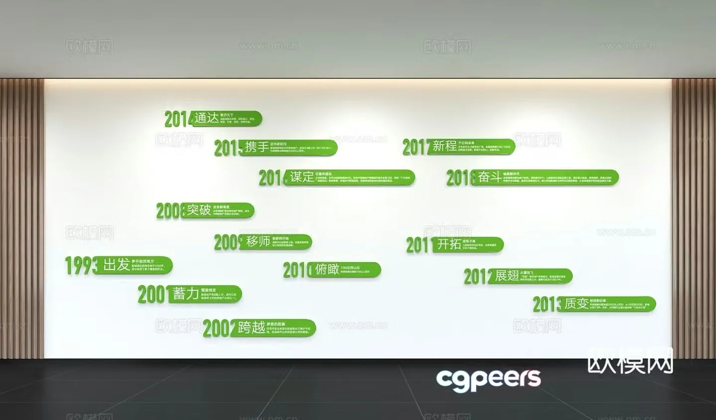 Modern corporate culture wall Office background wall Corridor Promotional column Slogan Slogan Corporate style 3D model