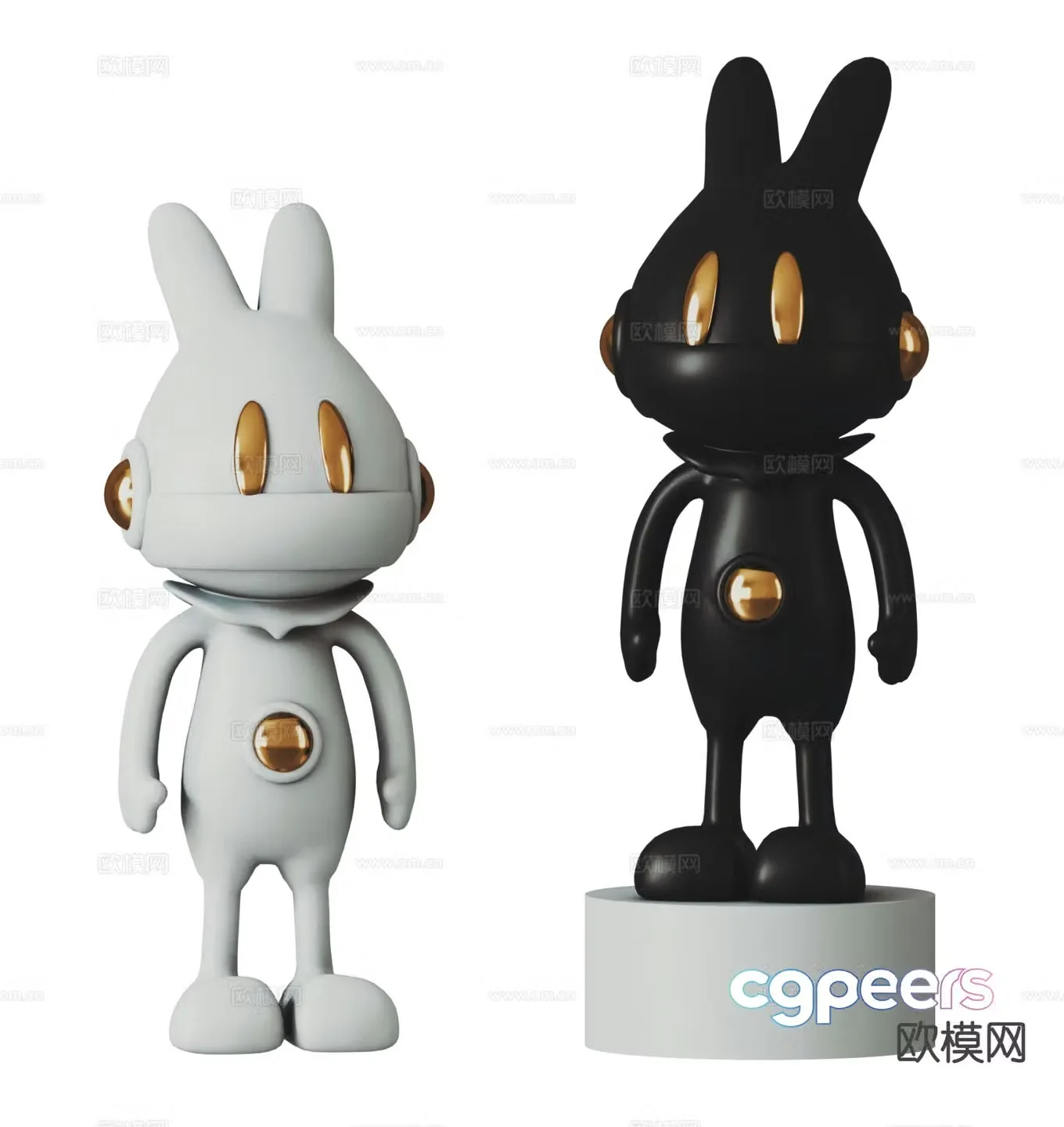 Trendy sculpture interstellar rabbit space rabbit 3d model