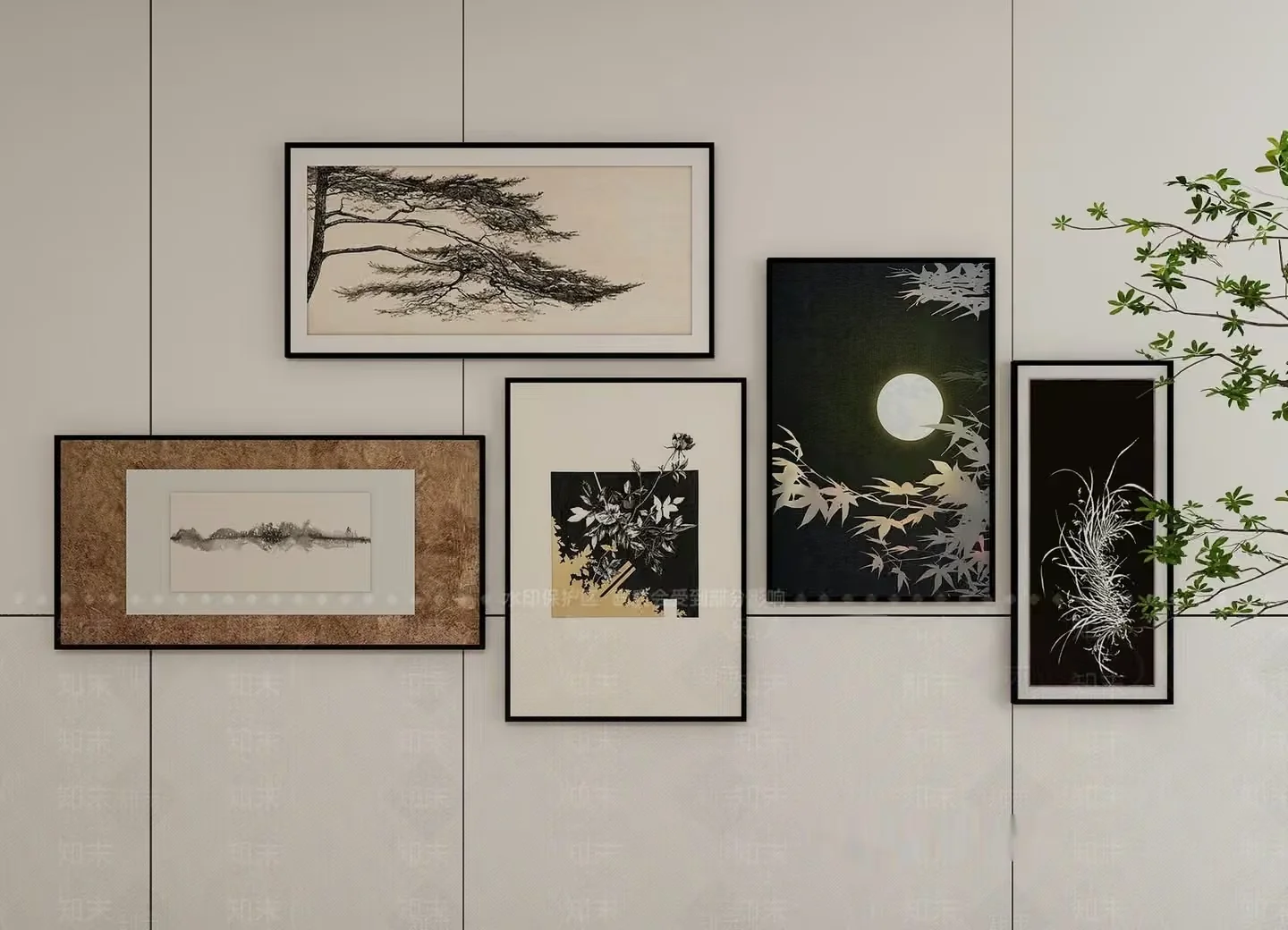 A Collection Of Framed Artwork 3D Model – 8373 – VRAY Render