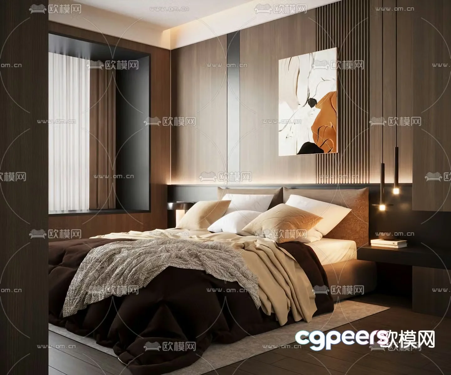 Italian double bed 3d model