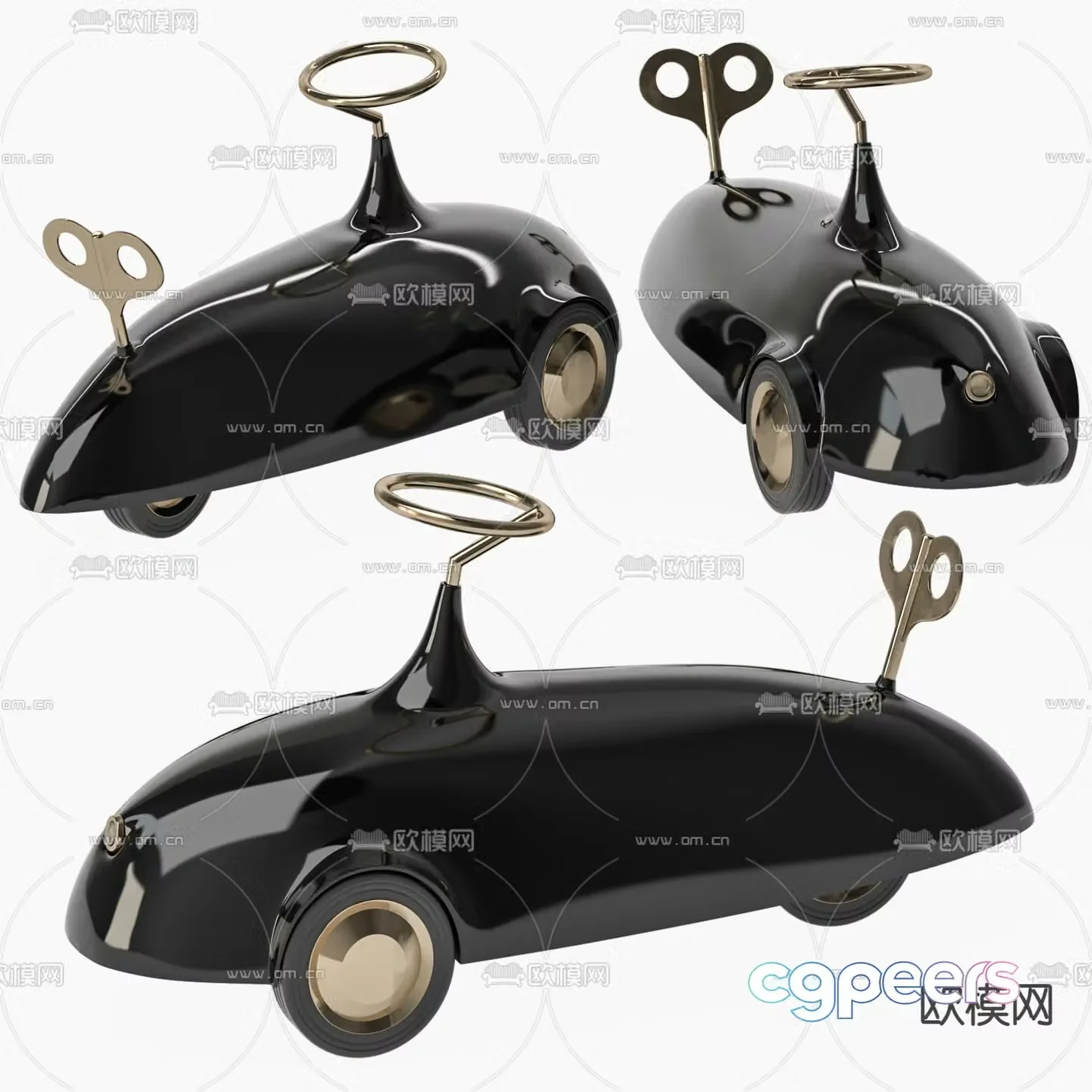 Modern children’s toy black go-kart 3d model