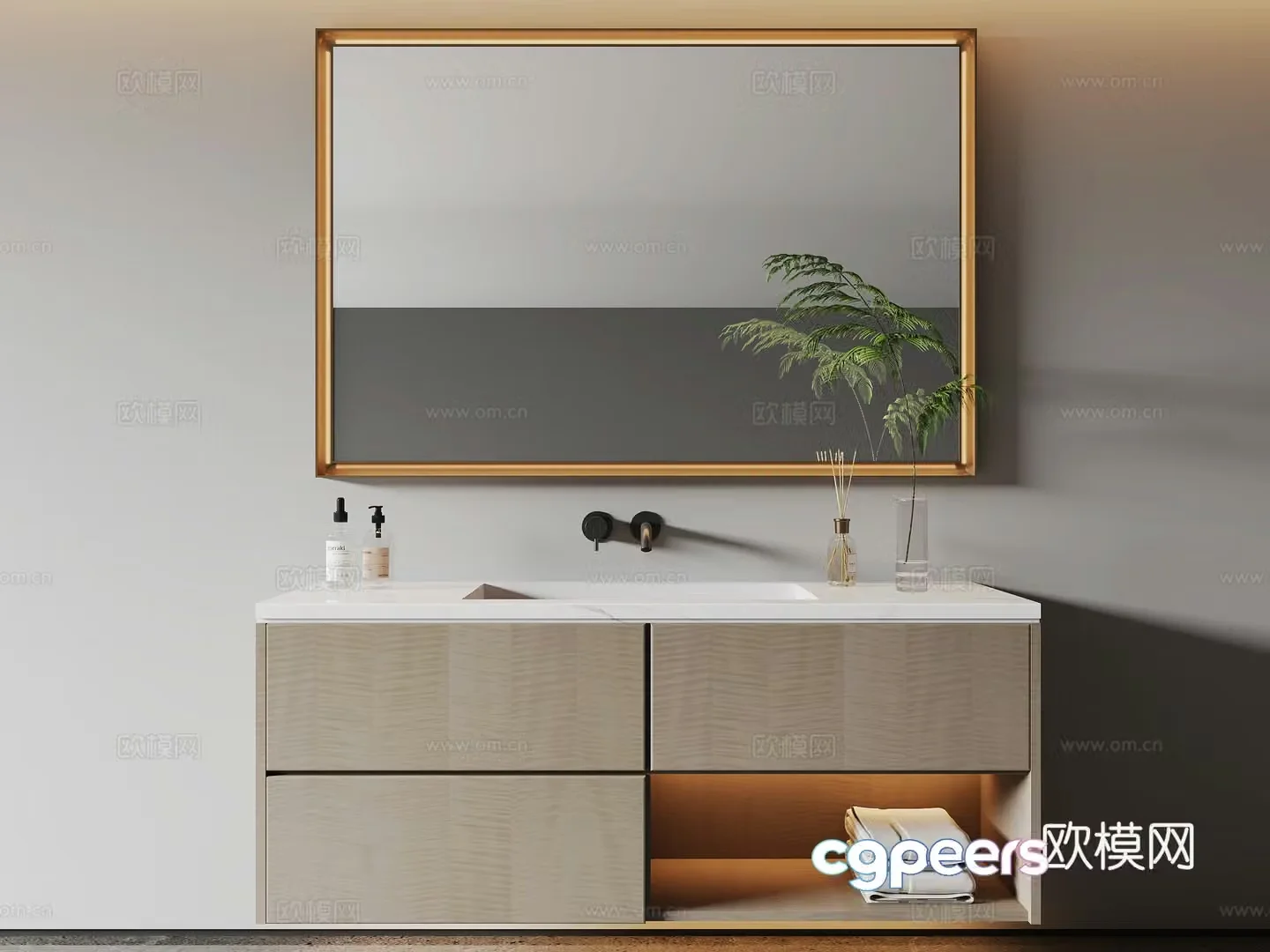 Modern bathroom cabinet mirror bathroom accessories 3d model