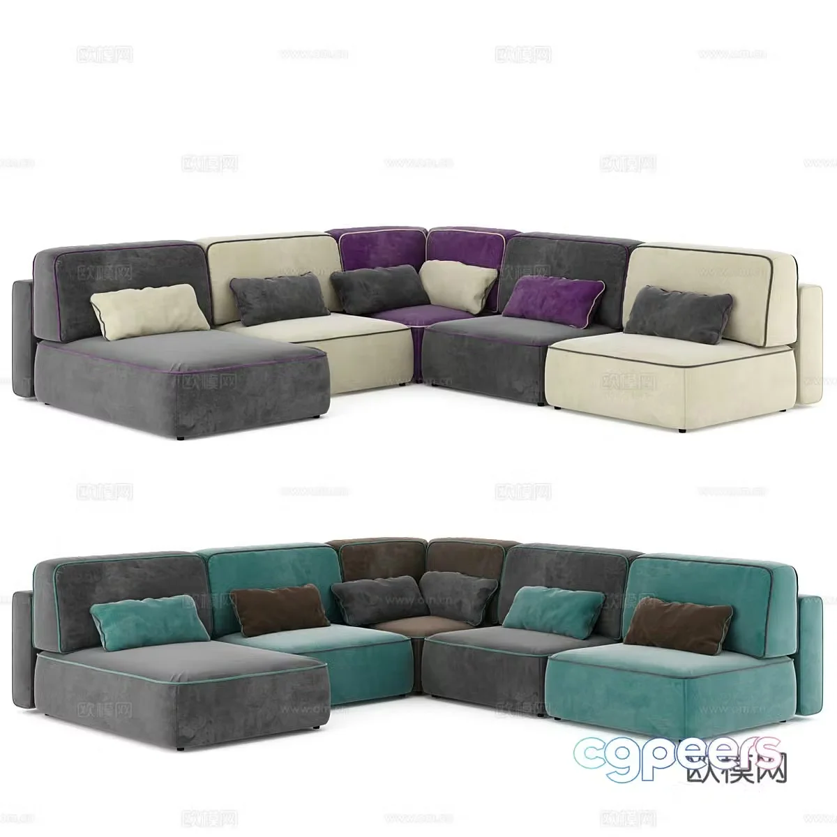 Multi-person sofa corner sofa 3d model