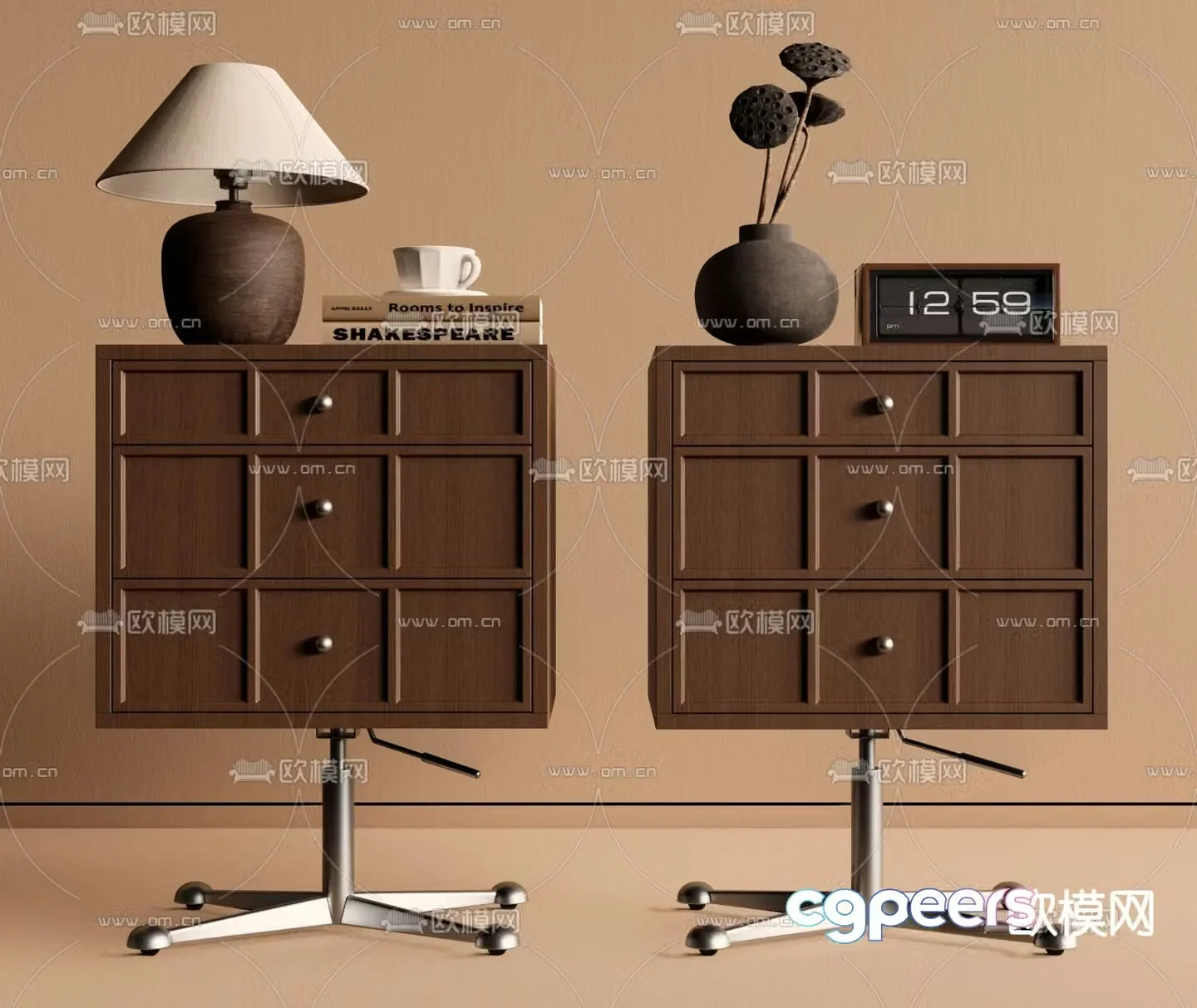Medieval style bedside table 3d model
