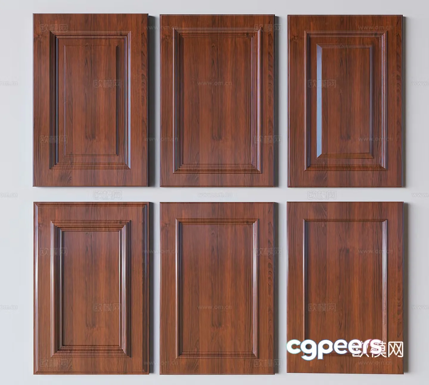 Chinese solid wood wardrobe door panel 3d model