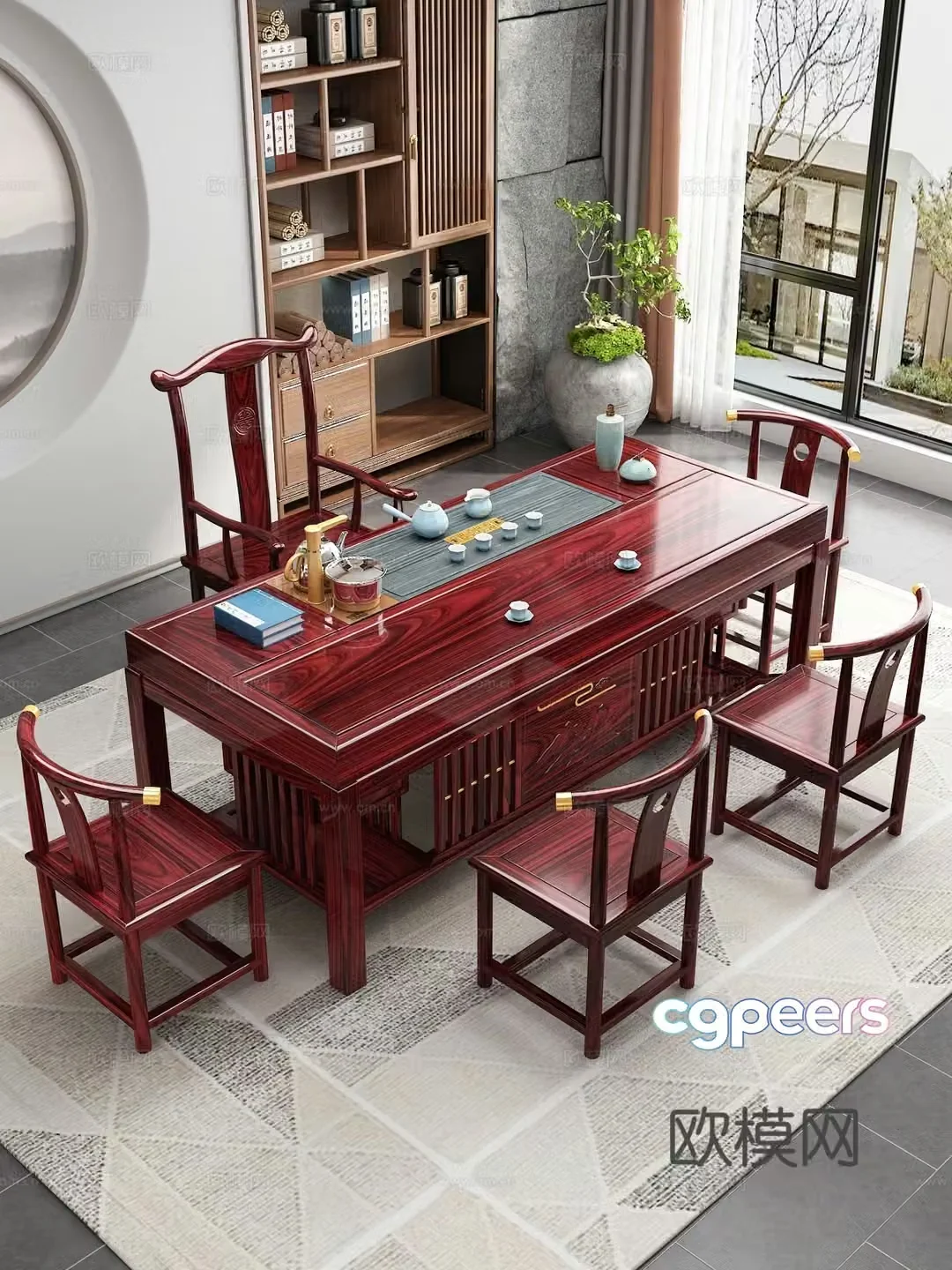 Tea table and chair combination 3D model