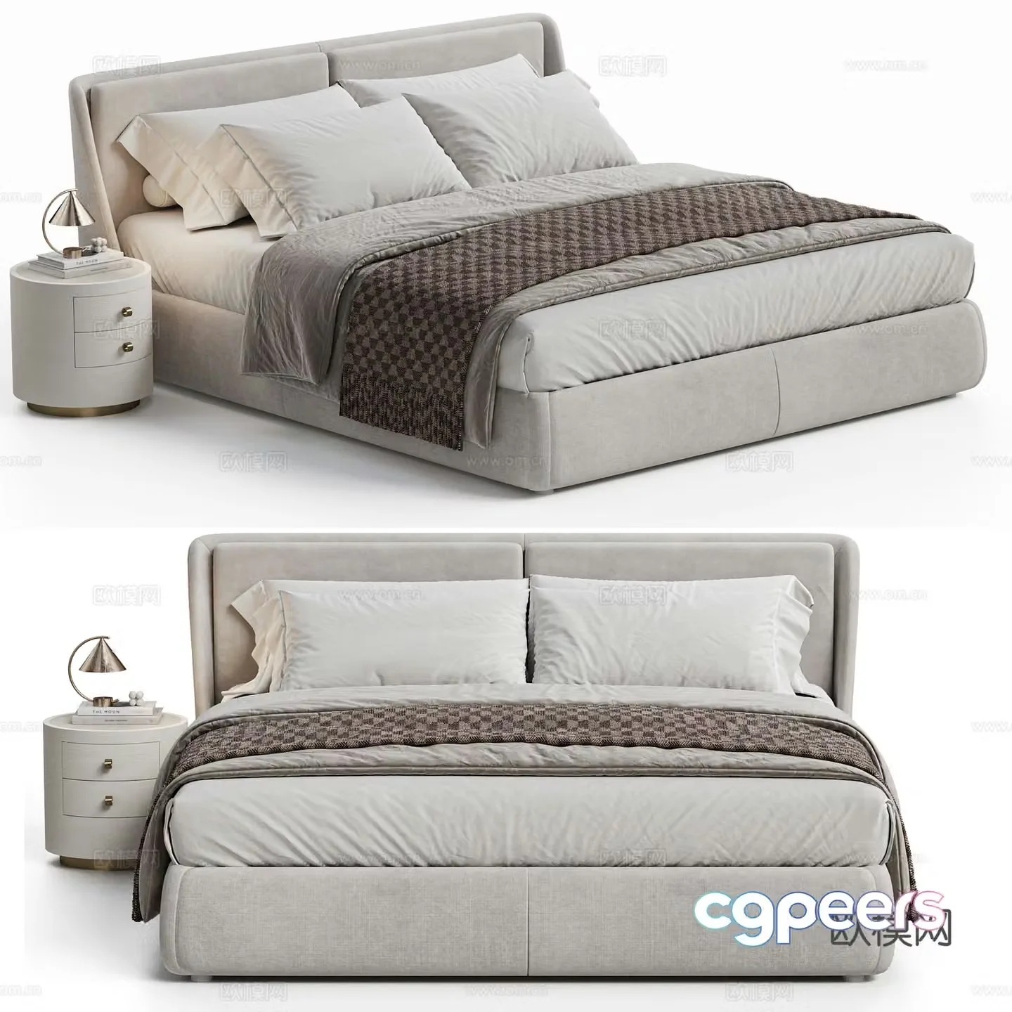 Ditre Italia Modern Double Bed Bed Nightstand Master Bed Italian Bed 3D Model