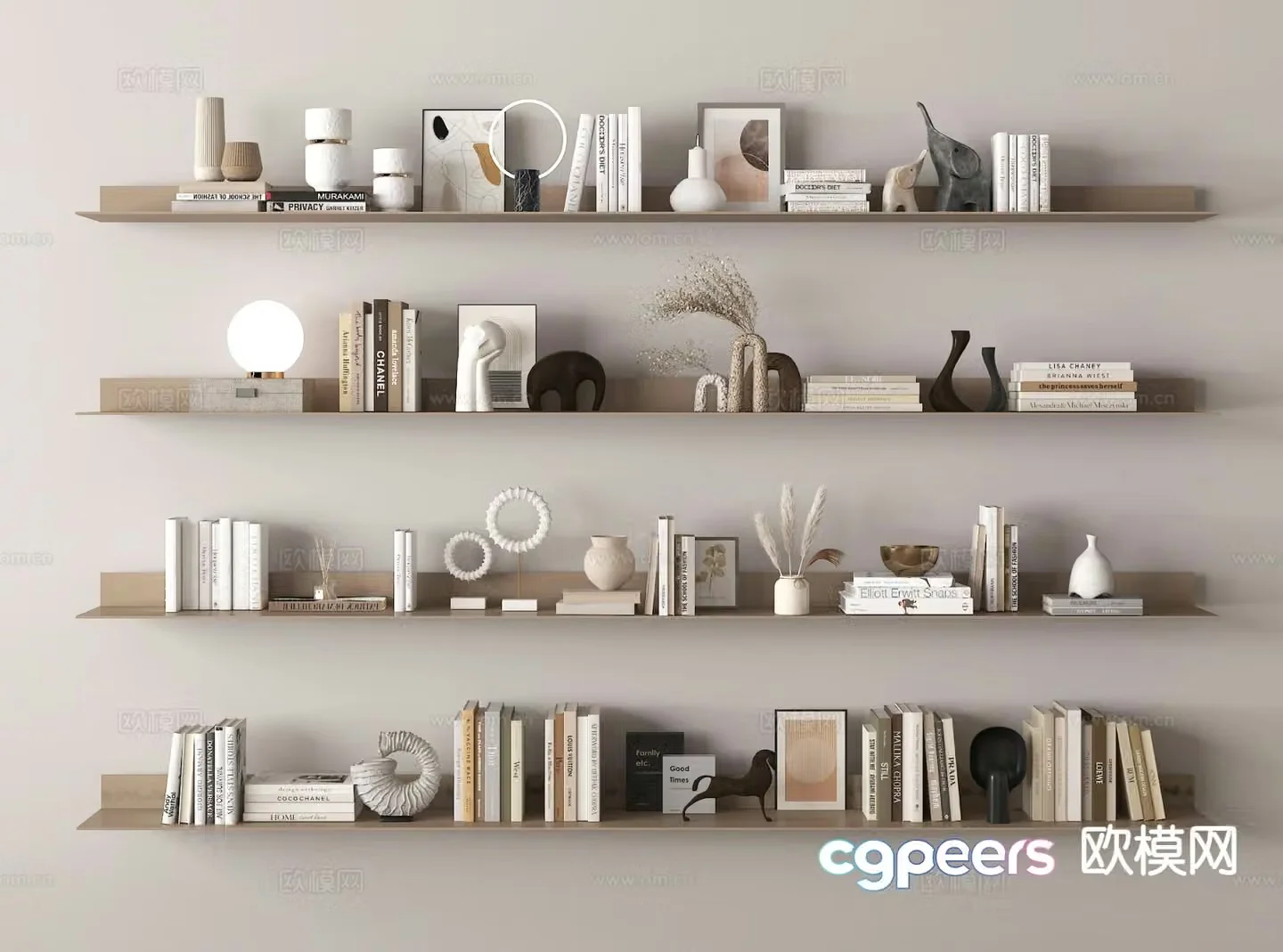 Modern decorative ornaments books vase 3d model
