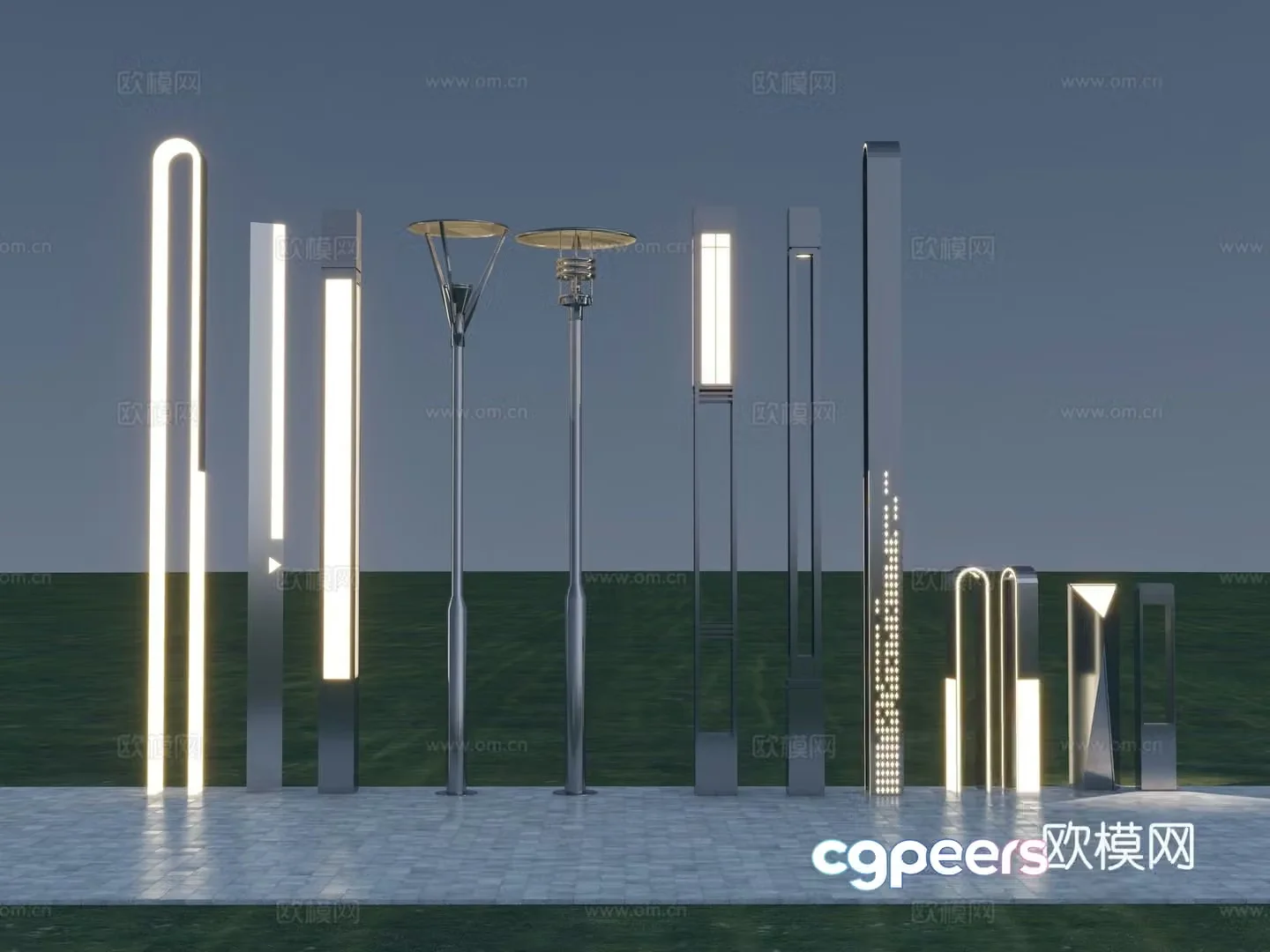 Modern Landscape Street Light Lawn Light 3D Model