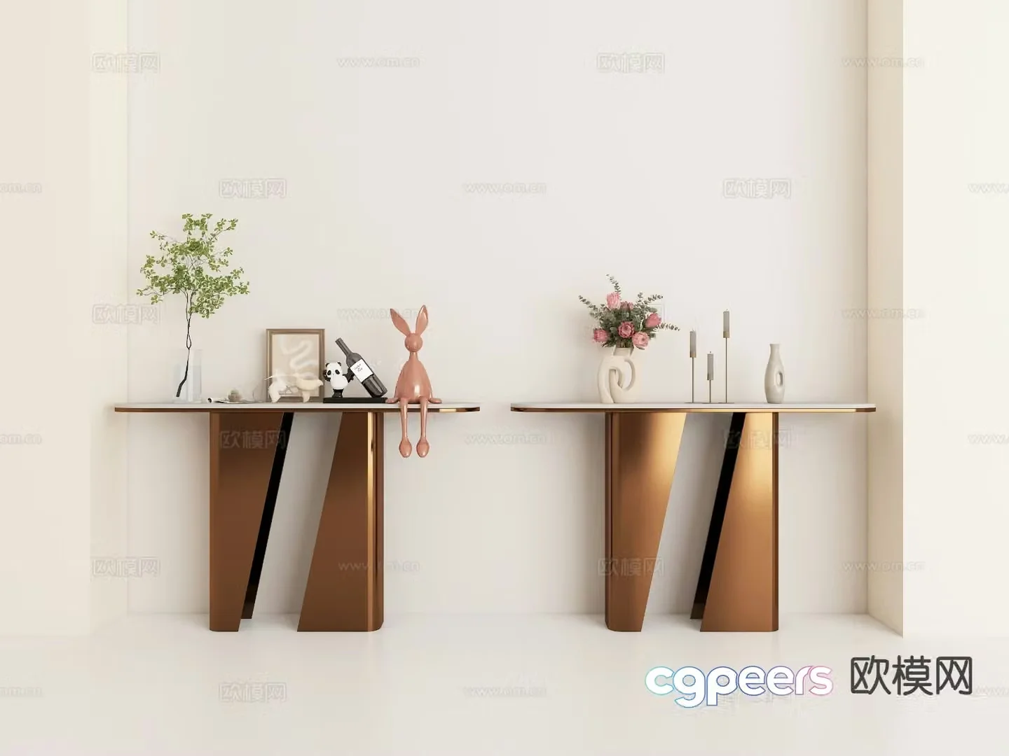 Light luxury entrance desk Duanjing strip 3D model