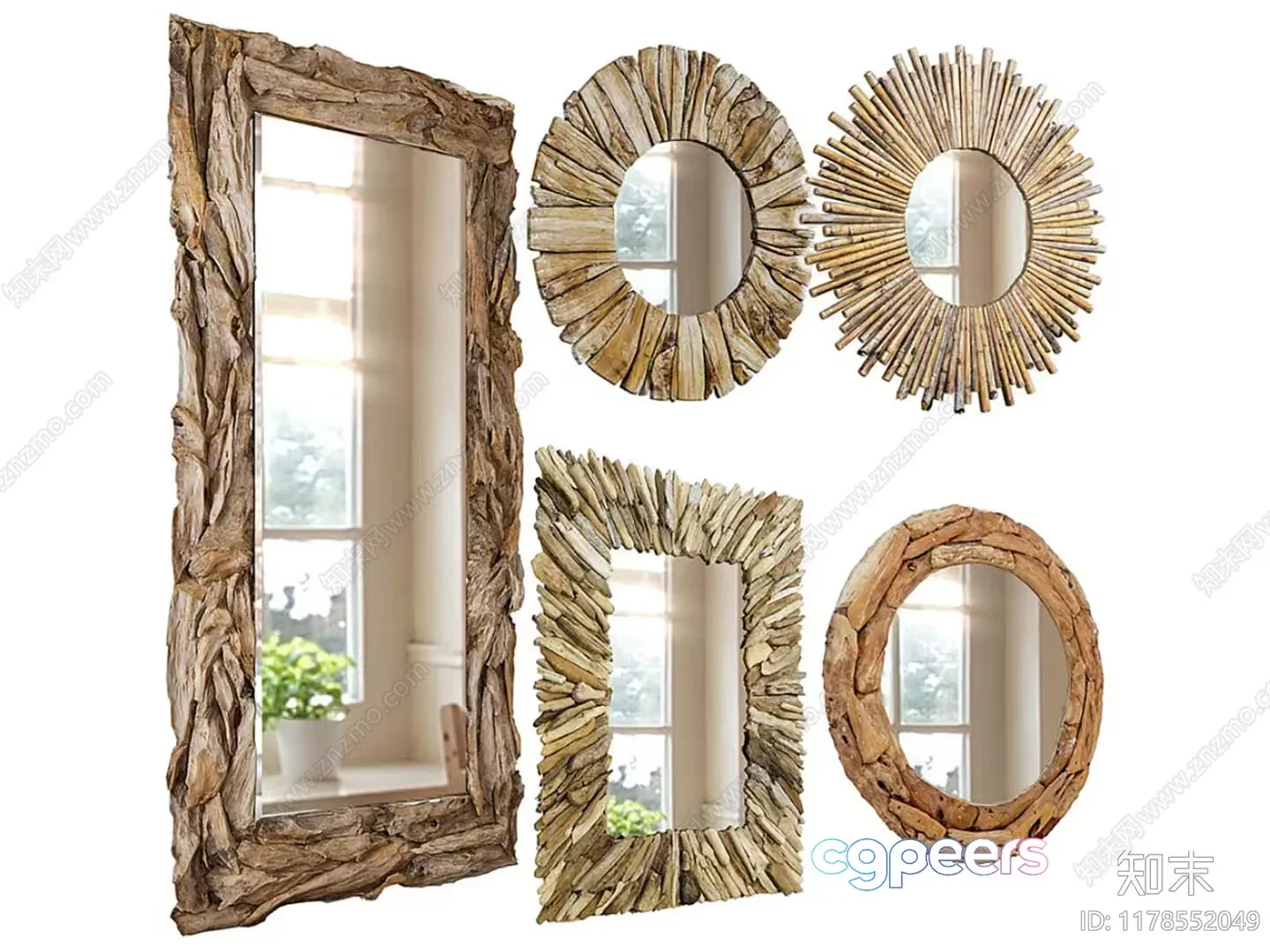 Rustic Wooden Mirrors 3D Model – 5402 – VRAY Render