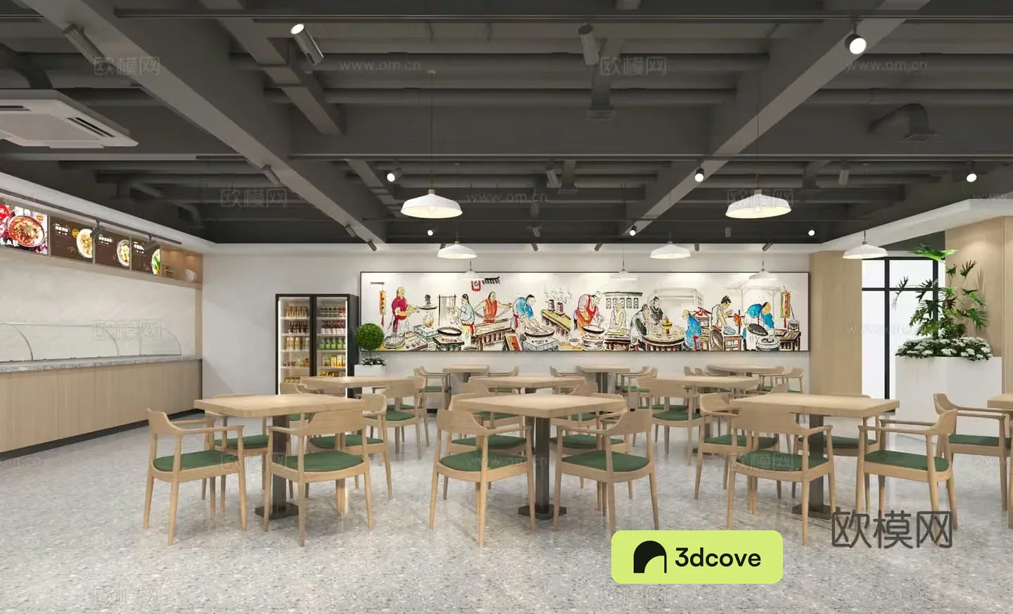 Modern community canteen restaurant sales area