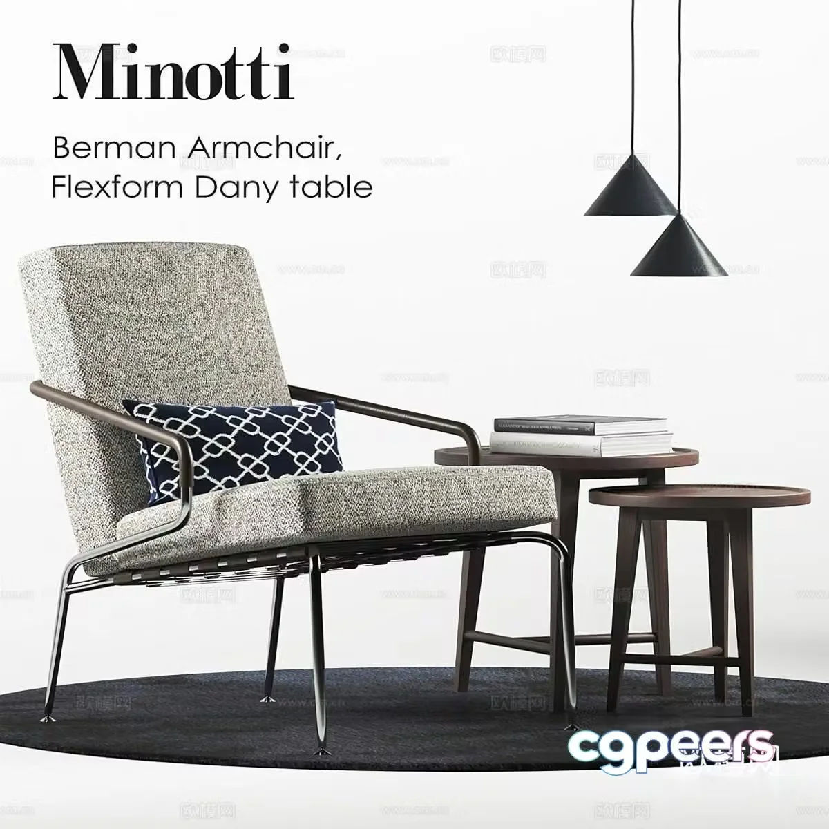 Minotti Italian fabric leisure chair armchair 3d model