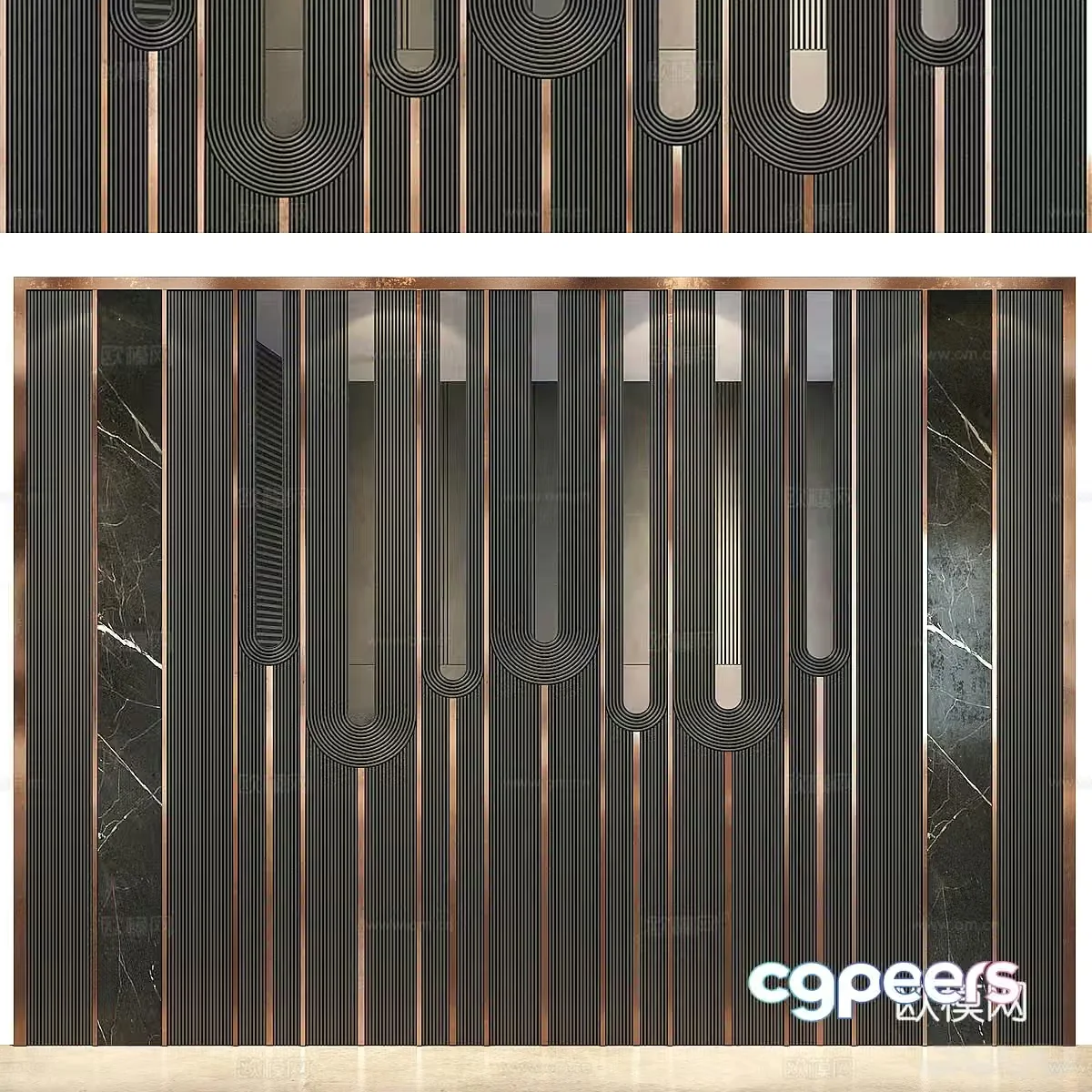 Modern light luxury background wall 3d model
