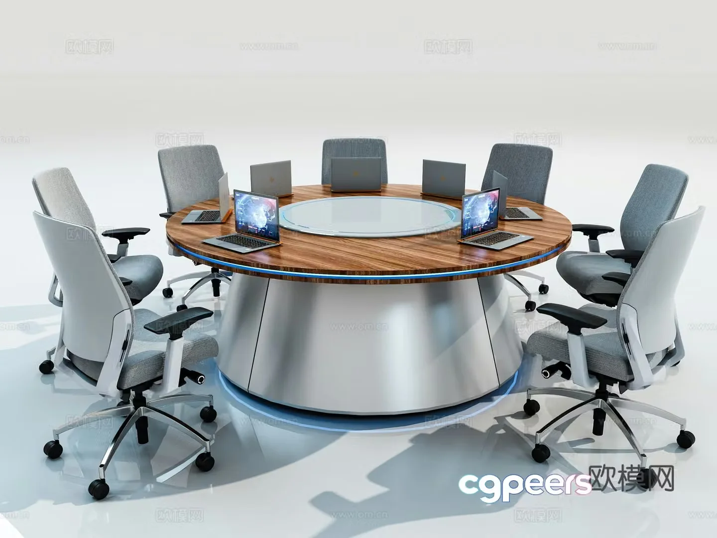 Modern circular conference table 3d model