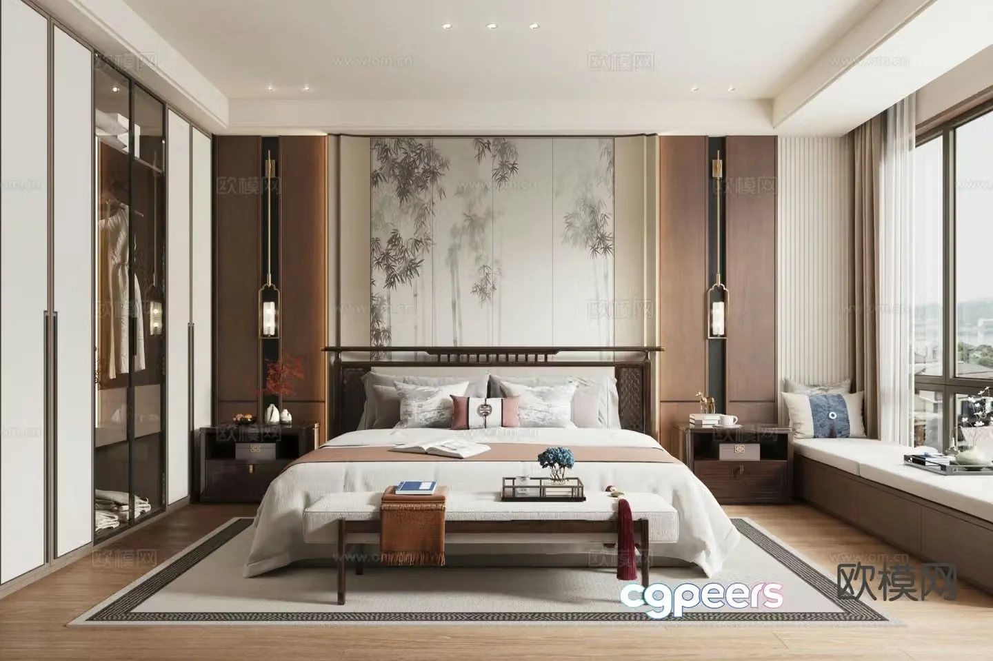 New Chinese style bedroom master bedroom 3D model