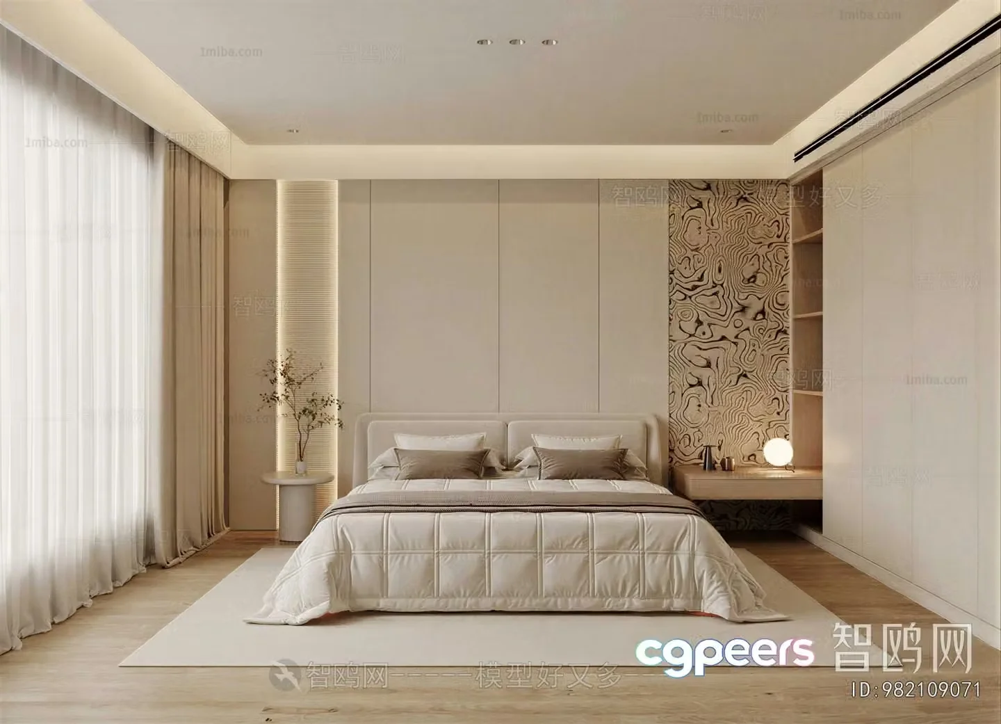 A Modern Bedroom 3D Model – 6471 – VRAY Render