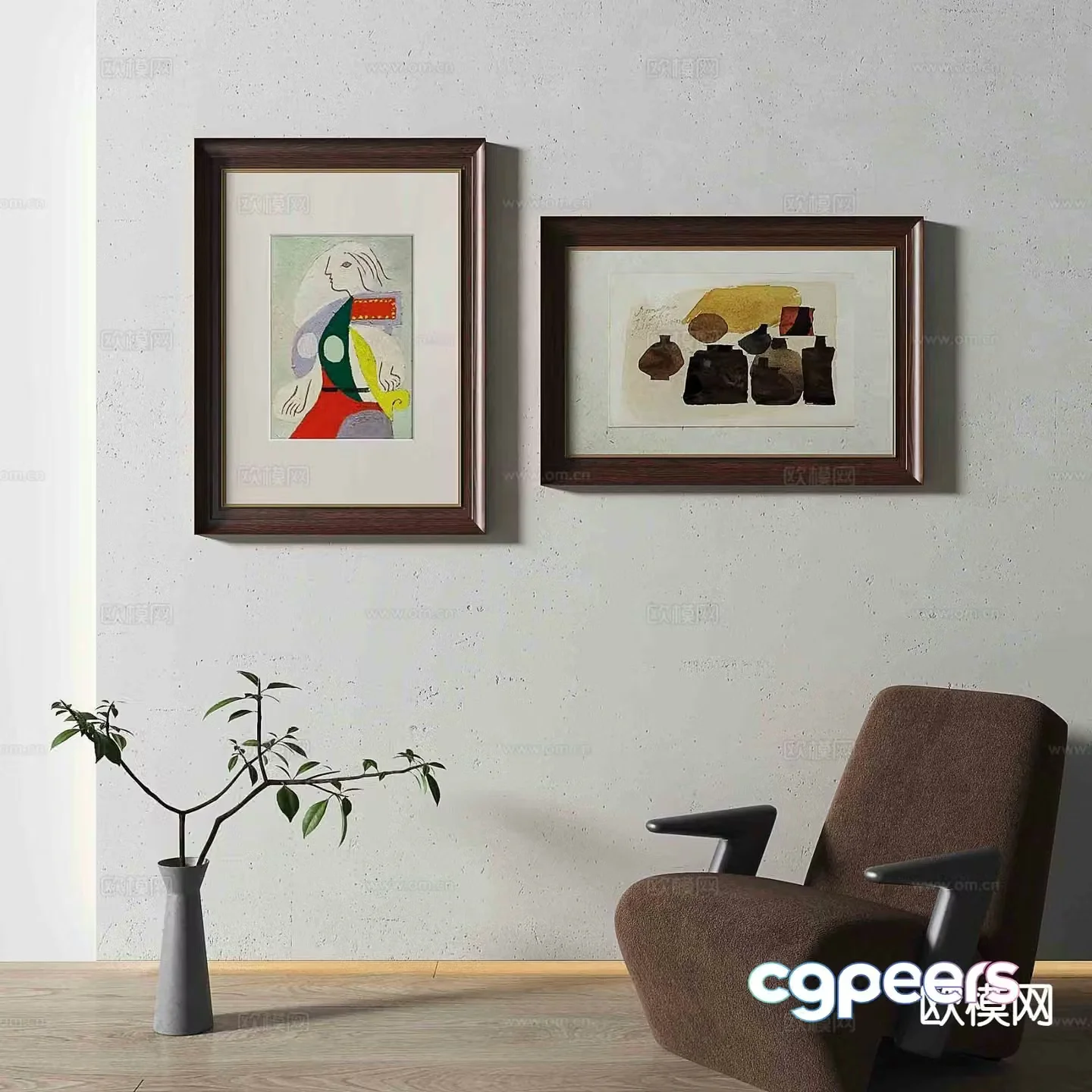 Simple European retro painting decorative painting oil painting 3d model