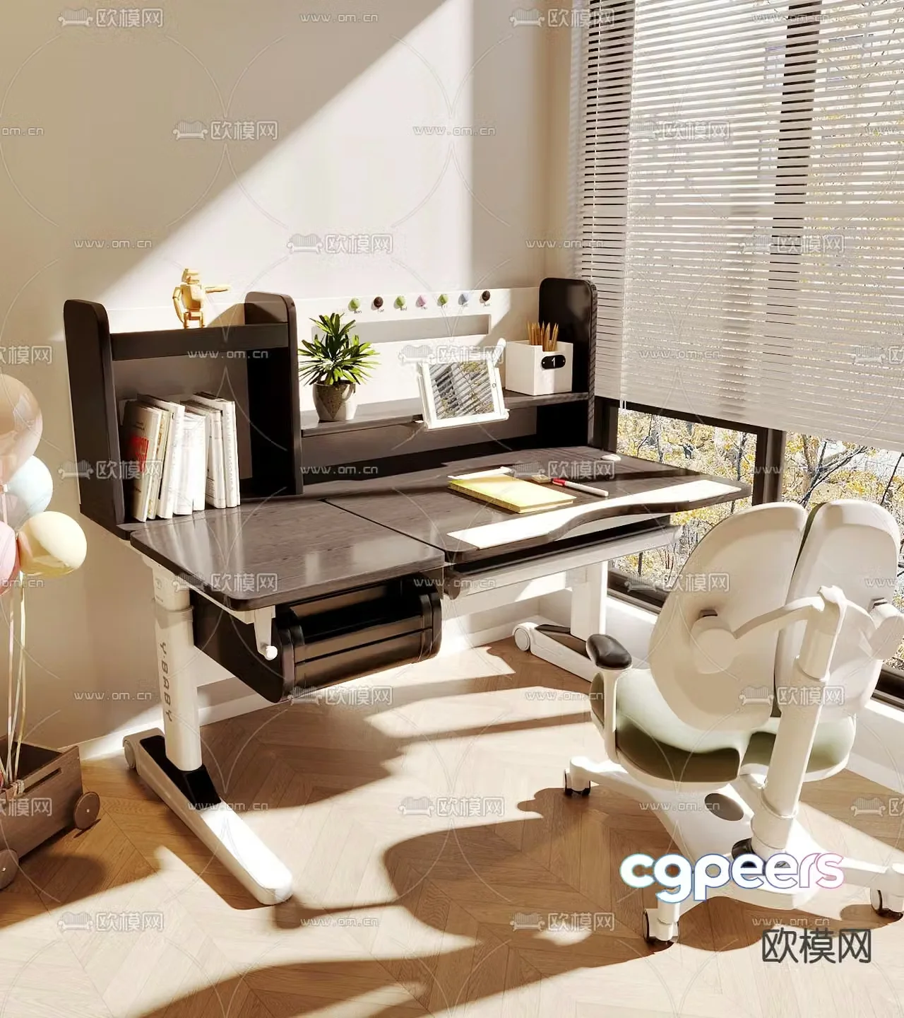 Modern children’s table and chair 3d model