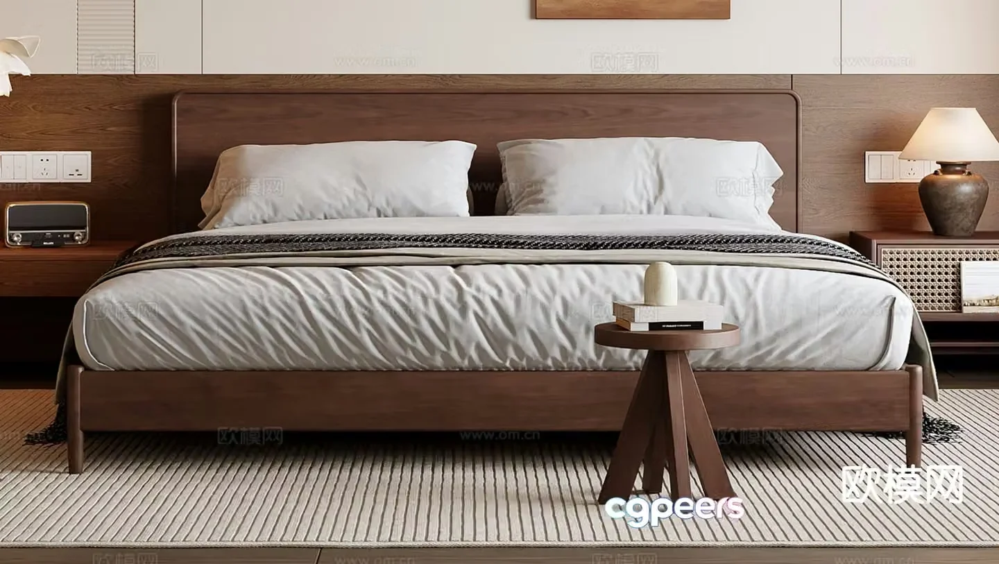 Medieval style double bed 3d model