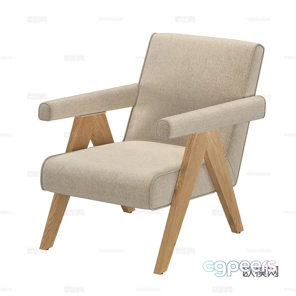 Wasabi style leisure chair B&B single chair Fabric single chair Fabric leisure chair Fabric dining chair Fabric 3d model