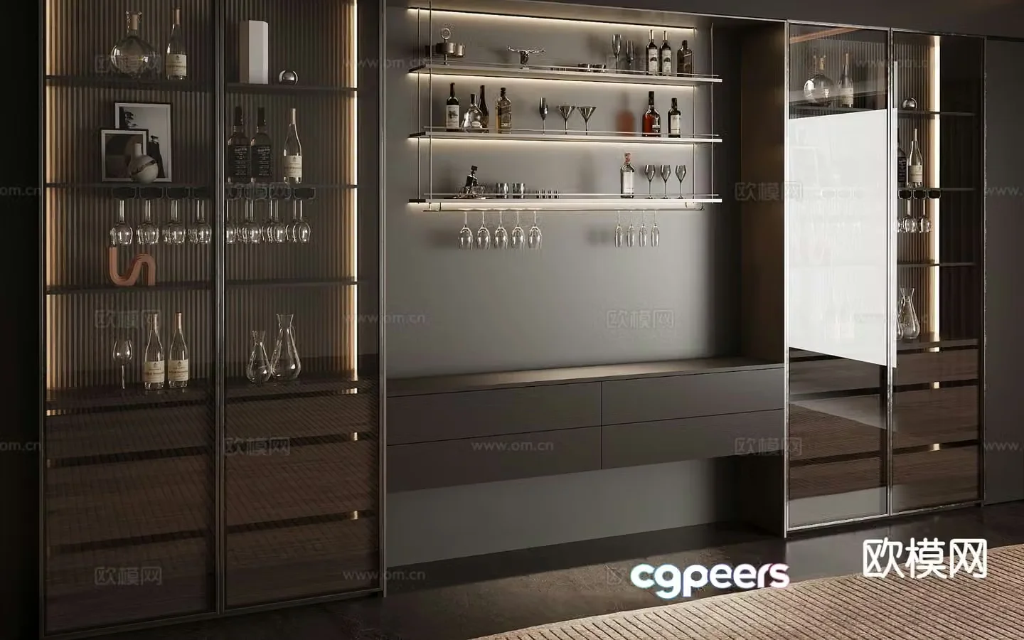 Modern wine rack wine cabinet 3d model