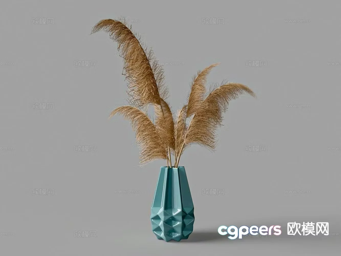 vase floral arrangement flower arrangement dried flowers 3d model
