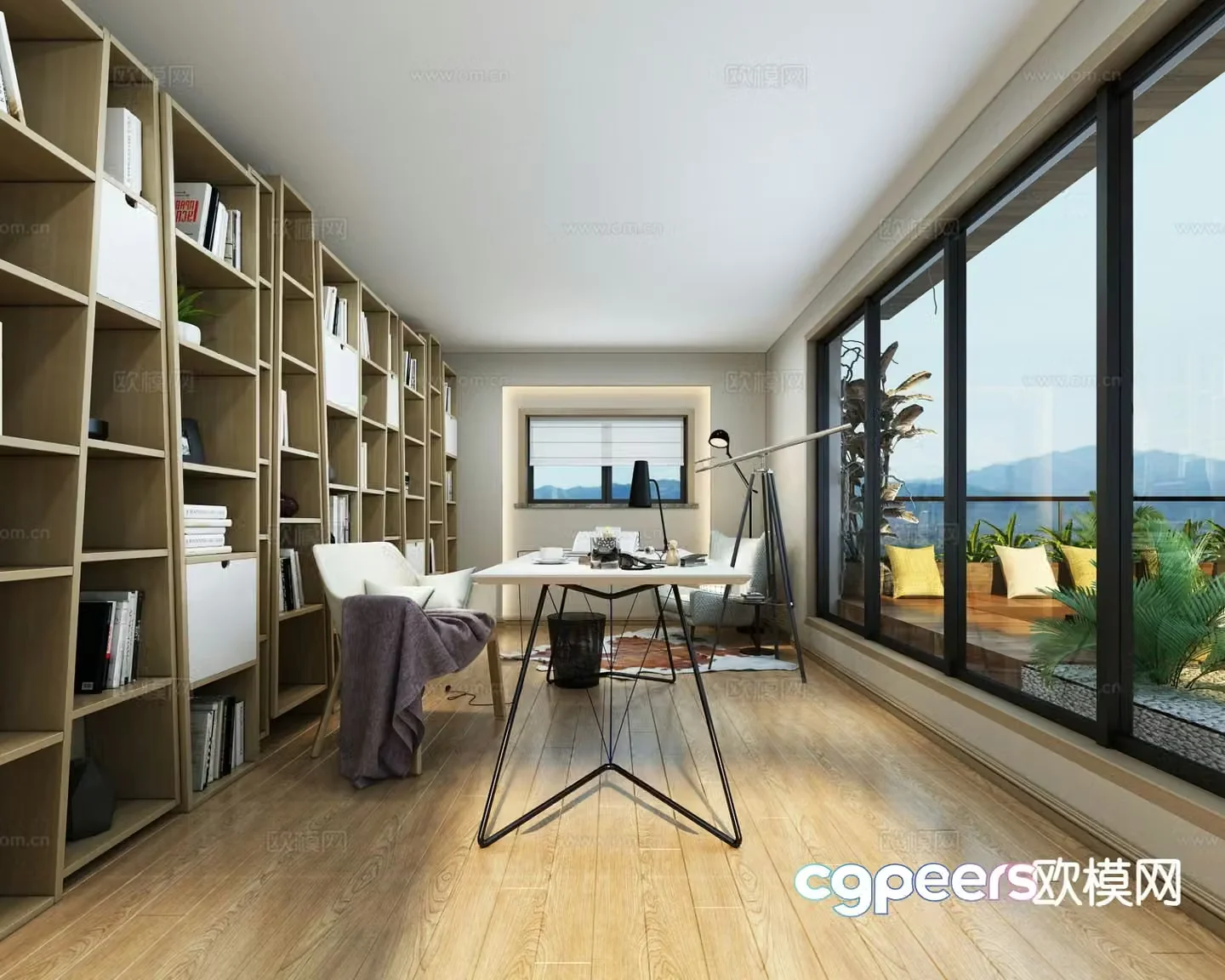 Modern study room 3d model