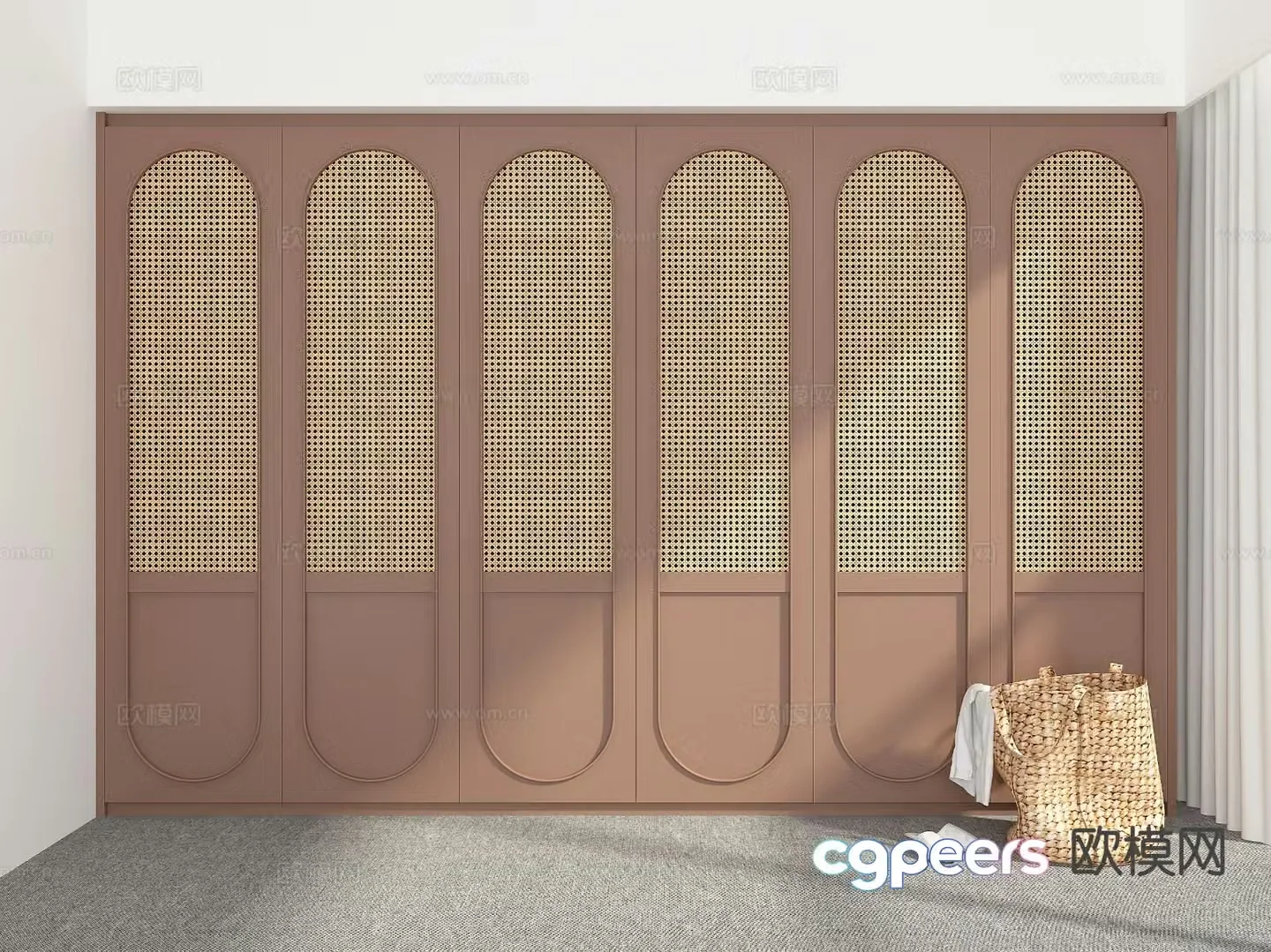 Modern wardrobe rattan wardrobe door 3d model