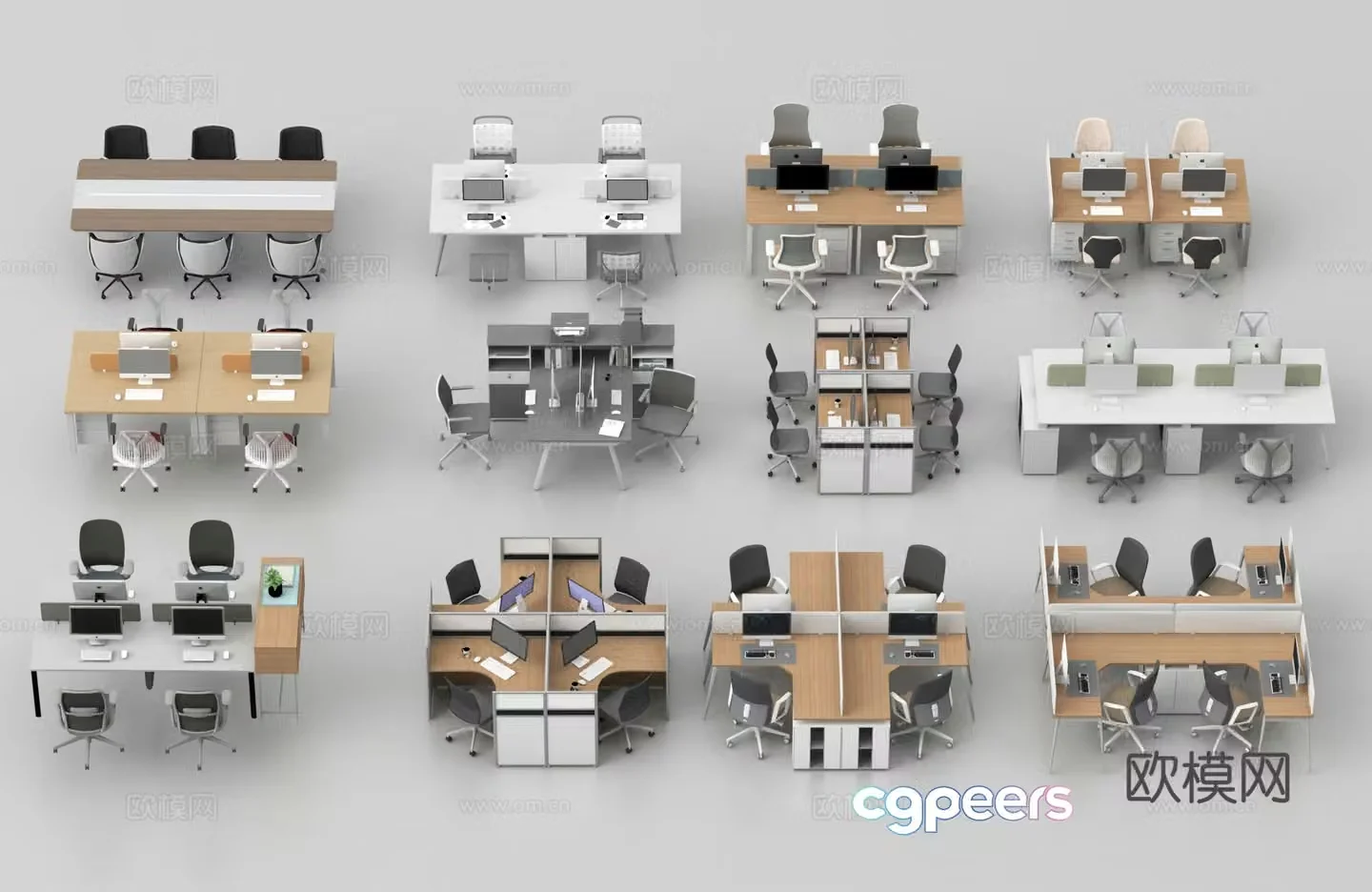 Office desk chair position work station post 3D model