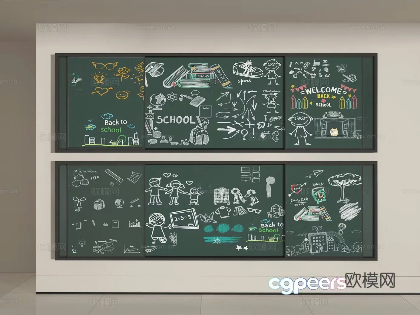 Blackboard drawing 3d model