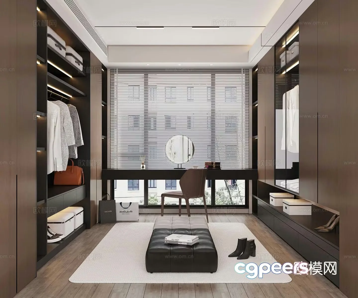 Modern Italian cloakroom Wardrobe Dressing table 3d model