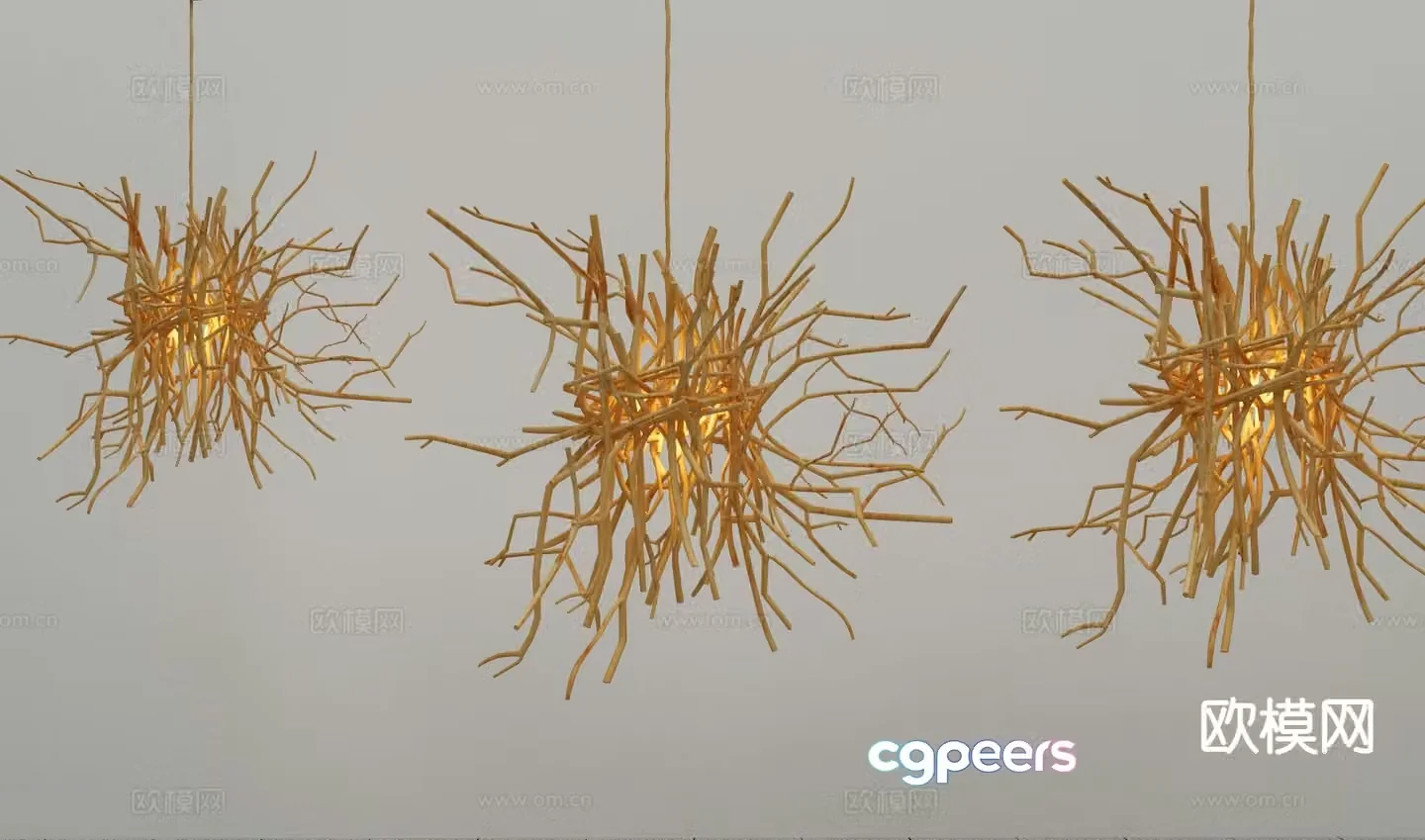 Wabi-sabi branch chandelier 3d model