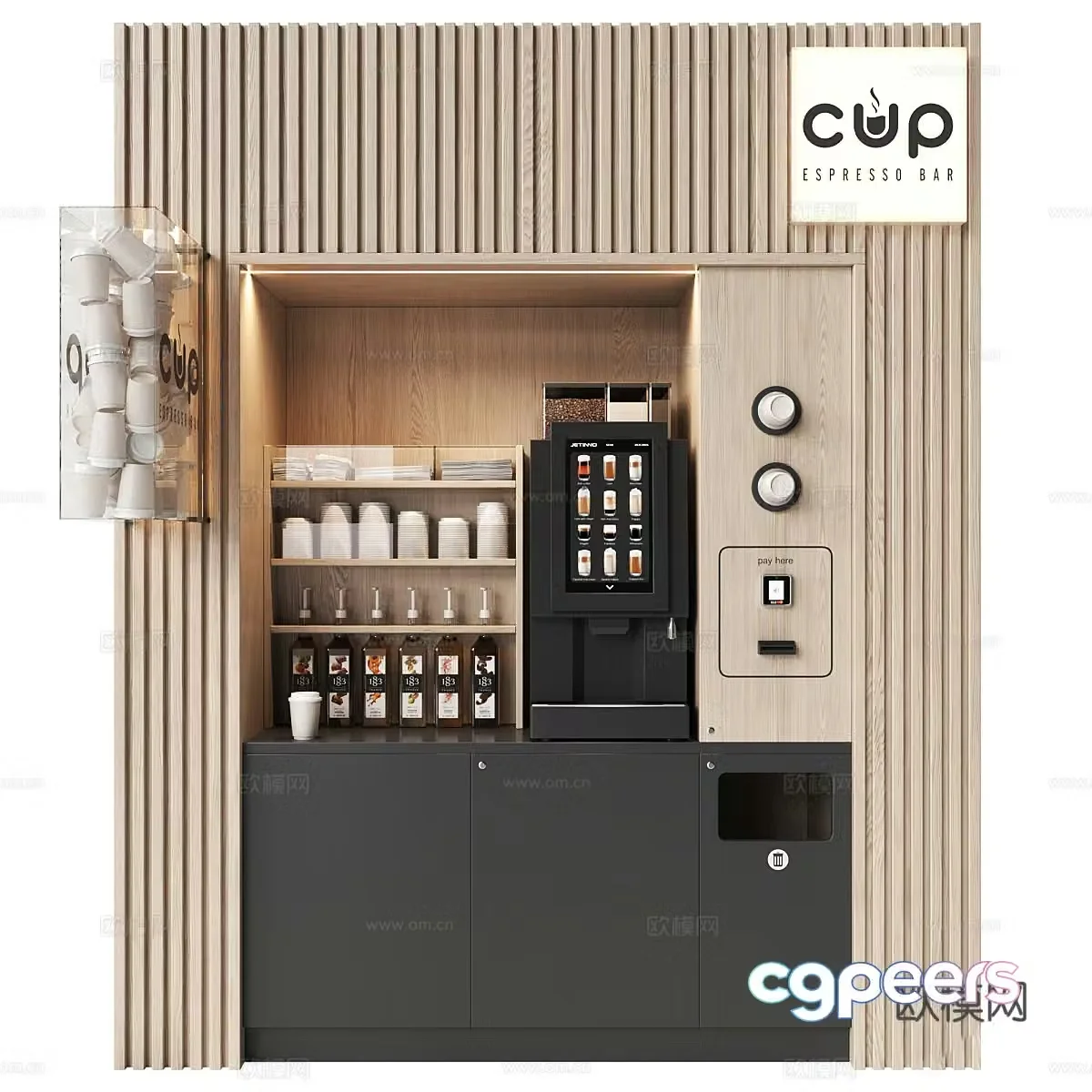 Modern all-in-one coffee machine coffee cabinet 3d model