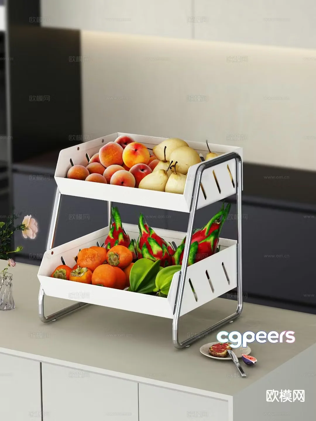 Modern kitchen fruit and vegetable basket shelf 3d model