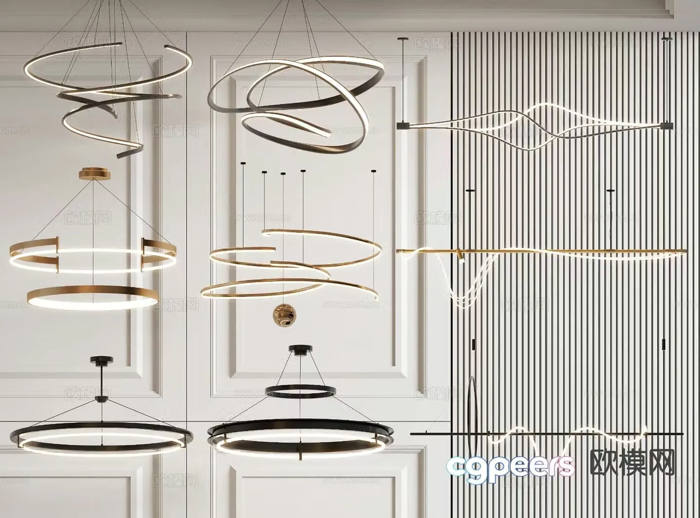 Modern metal chandelier ring chandelier 3d model