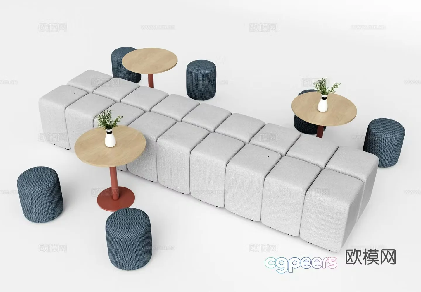 Modern office sofa lobby sofa 3d model