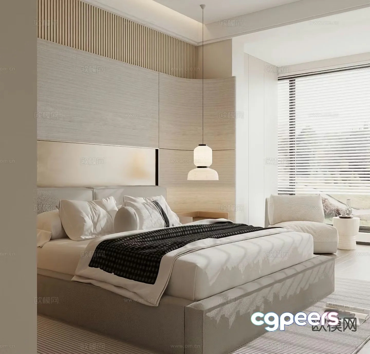 Modern double bed 3d model