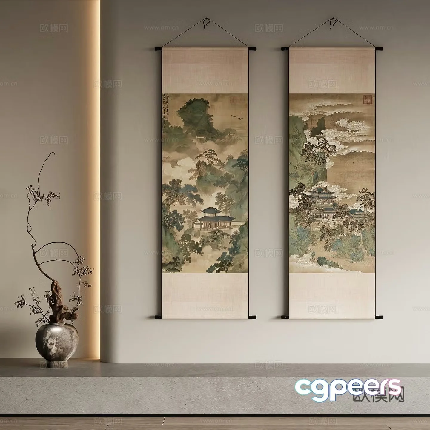 New Chinese style decorative painting 3D model