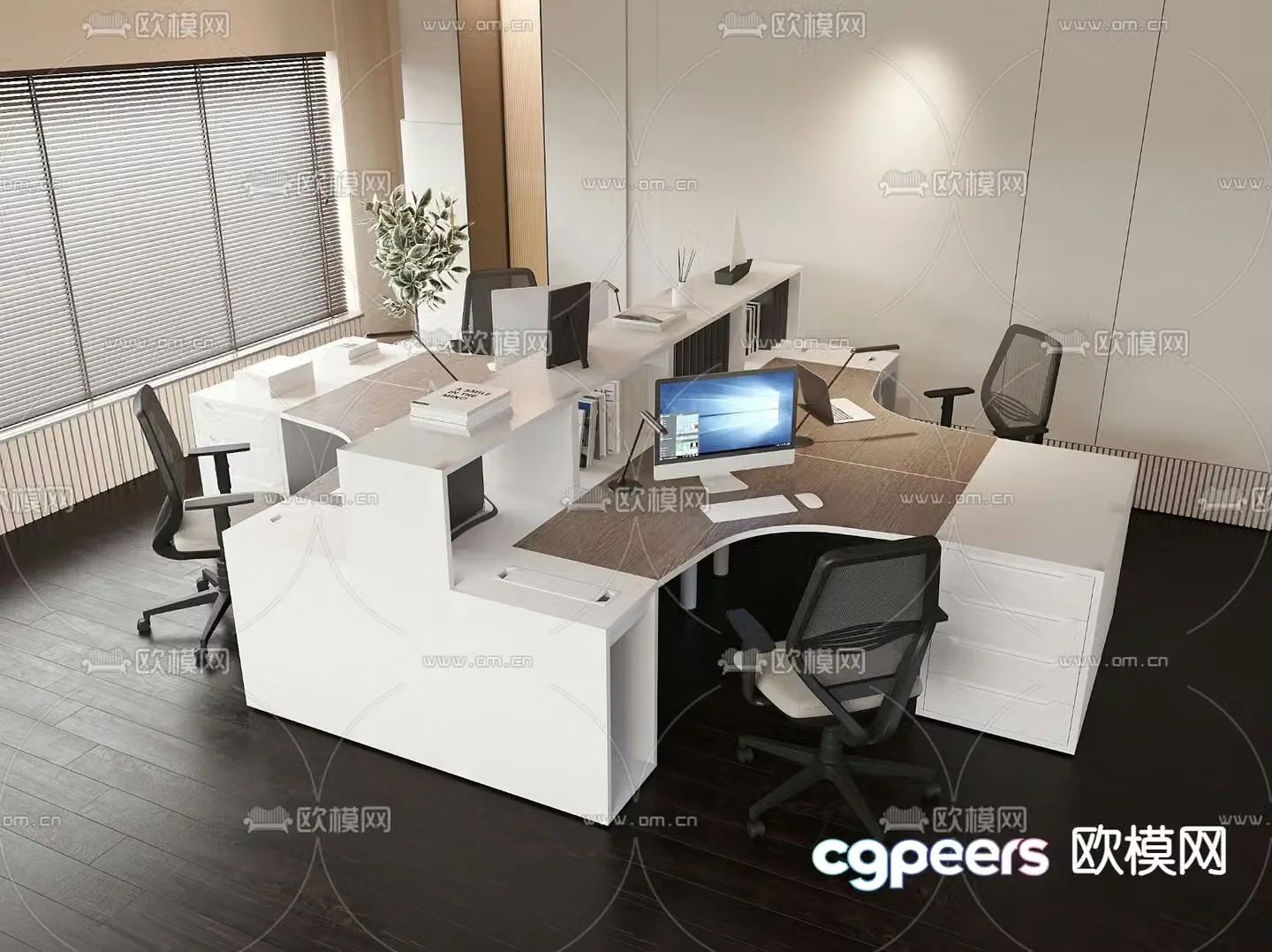Office desk chair work station card space 3D model