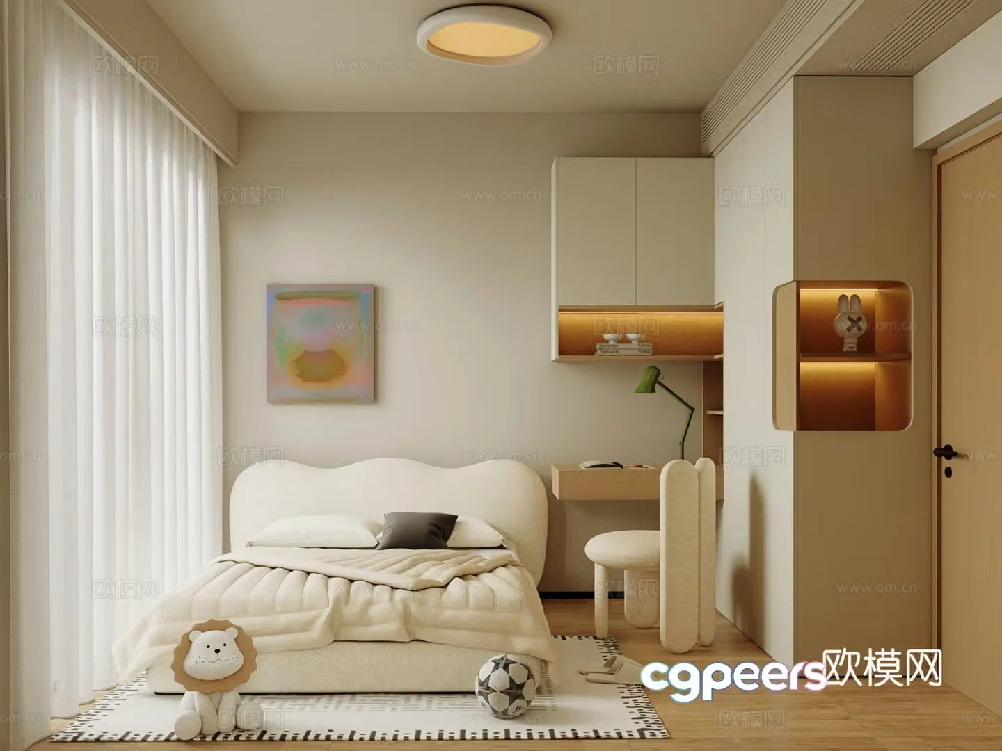 Modern Cream Home Bedroom Children’s Room 3D Model