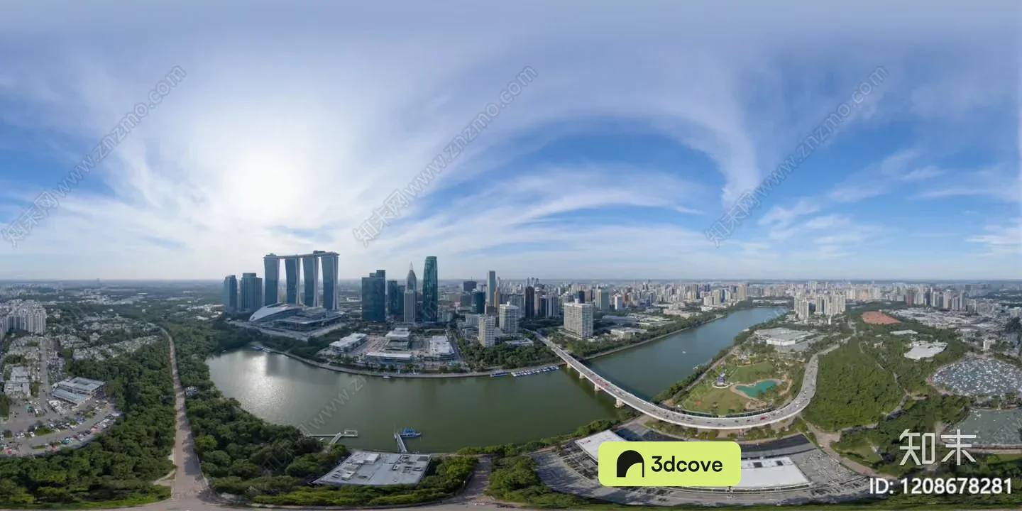 Aerial View Of A City With A River