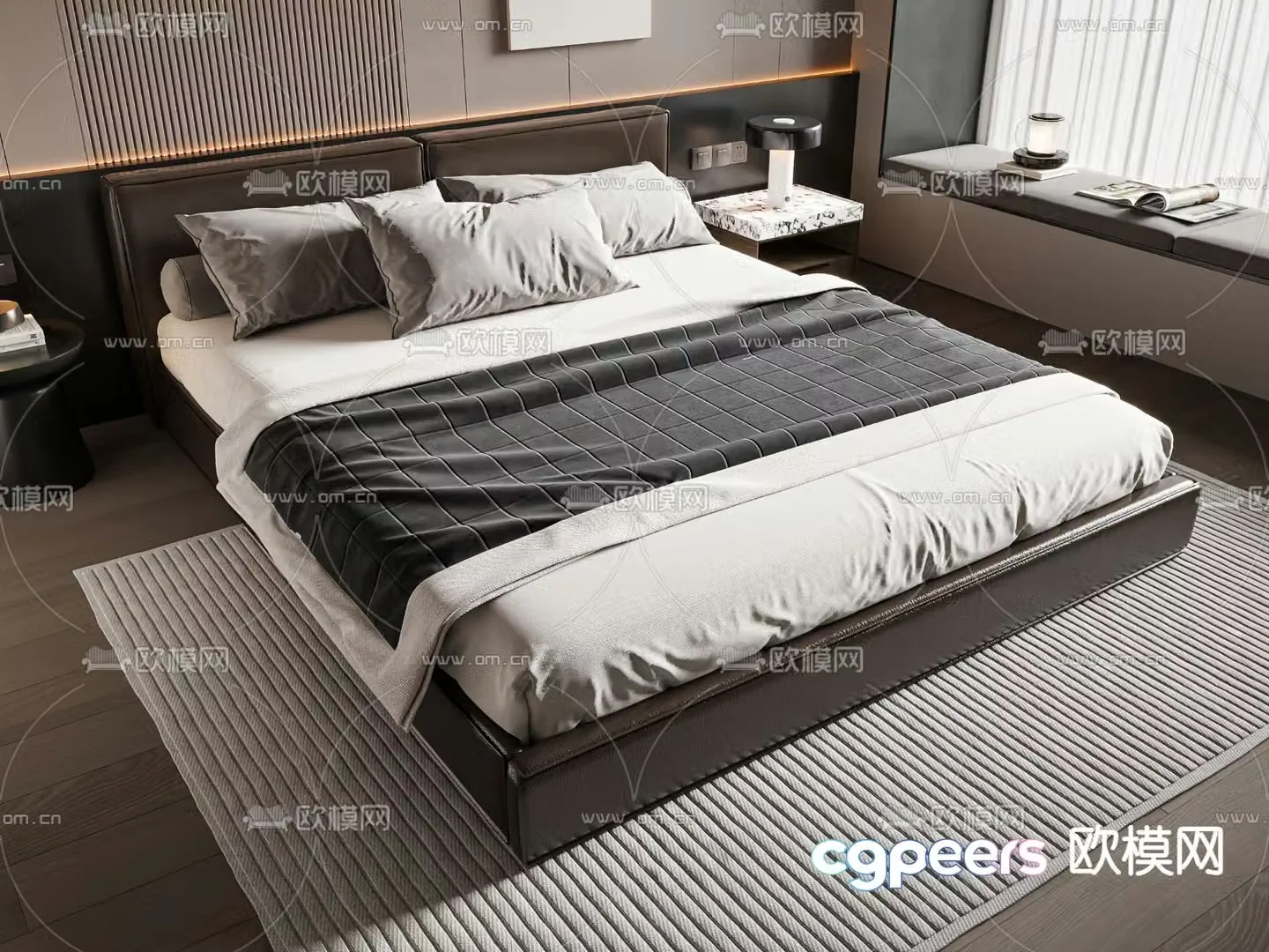 Modern double bed 3d model
