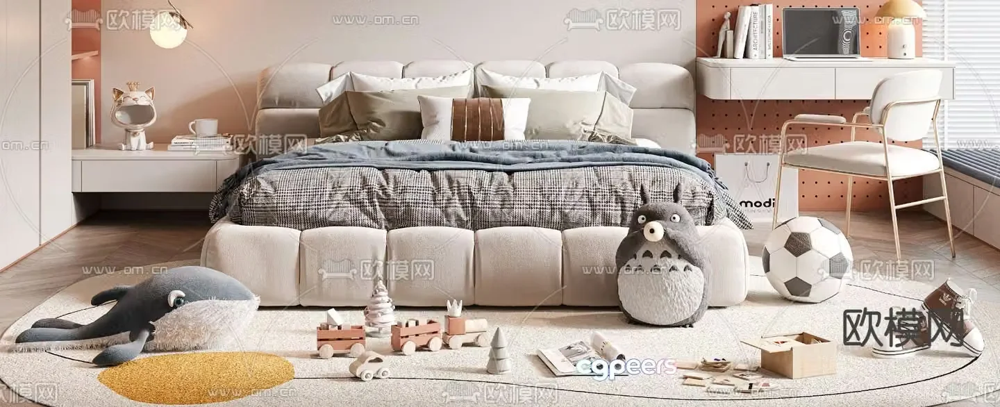 Children’s bed double bed 3d model