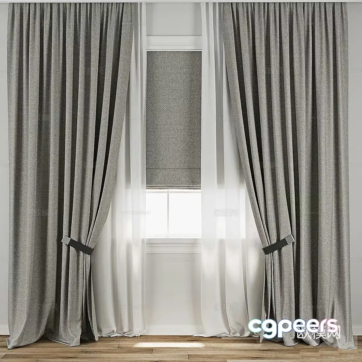 New Chinese style fabric curtain 3D model