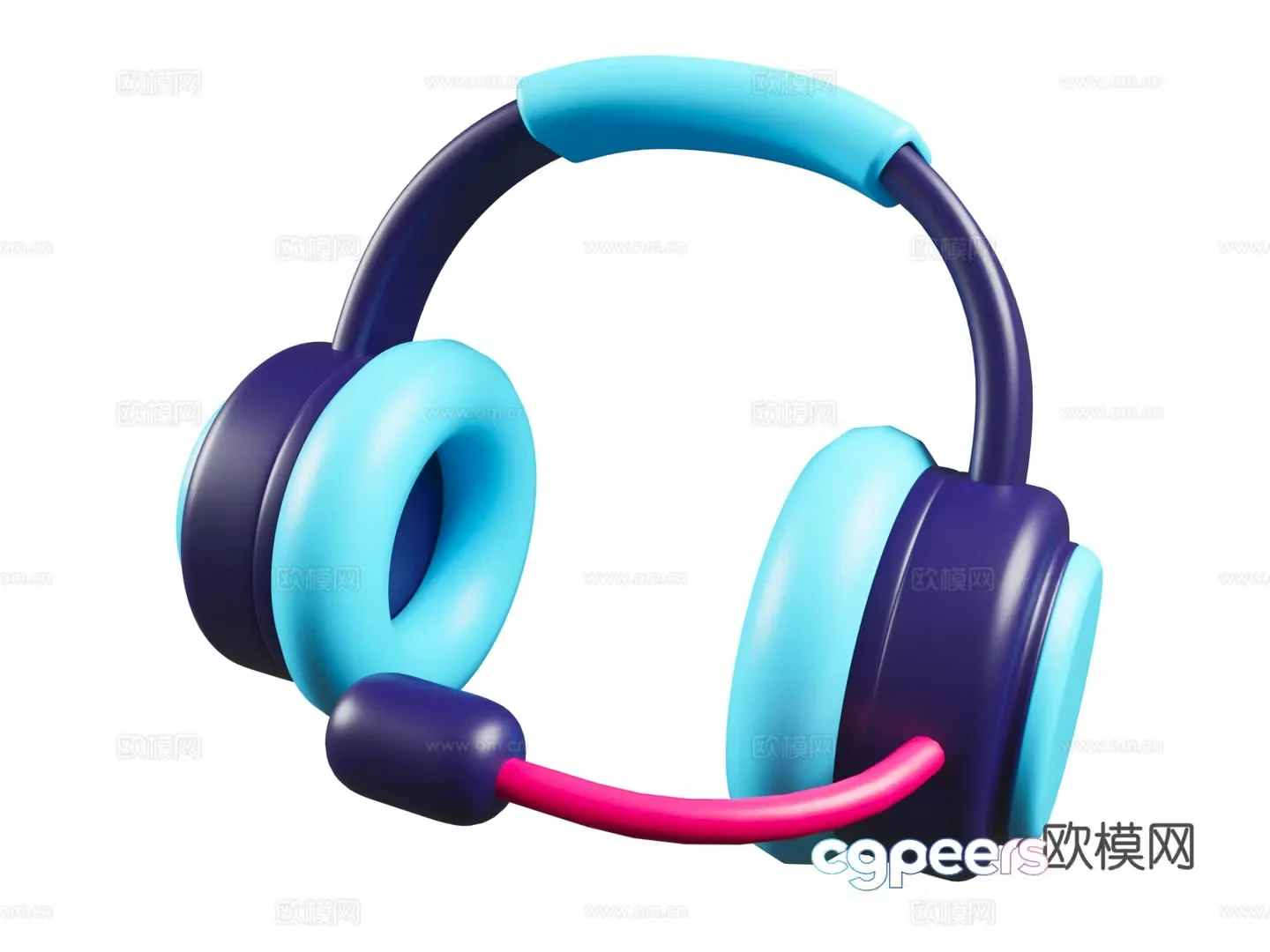 Cartoon headphones cartoon ventilated headsets headphones cartoon games entertainment theme 3d model