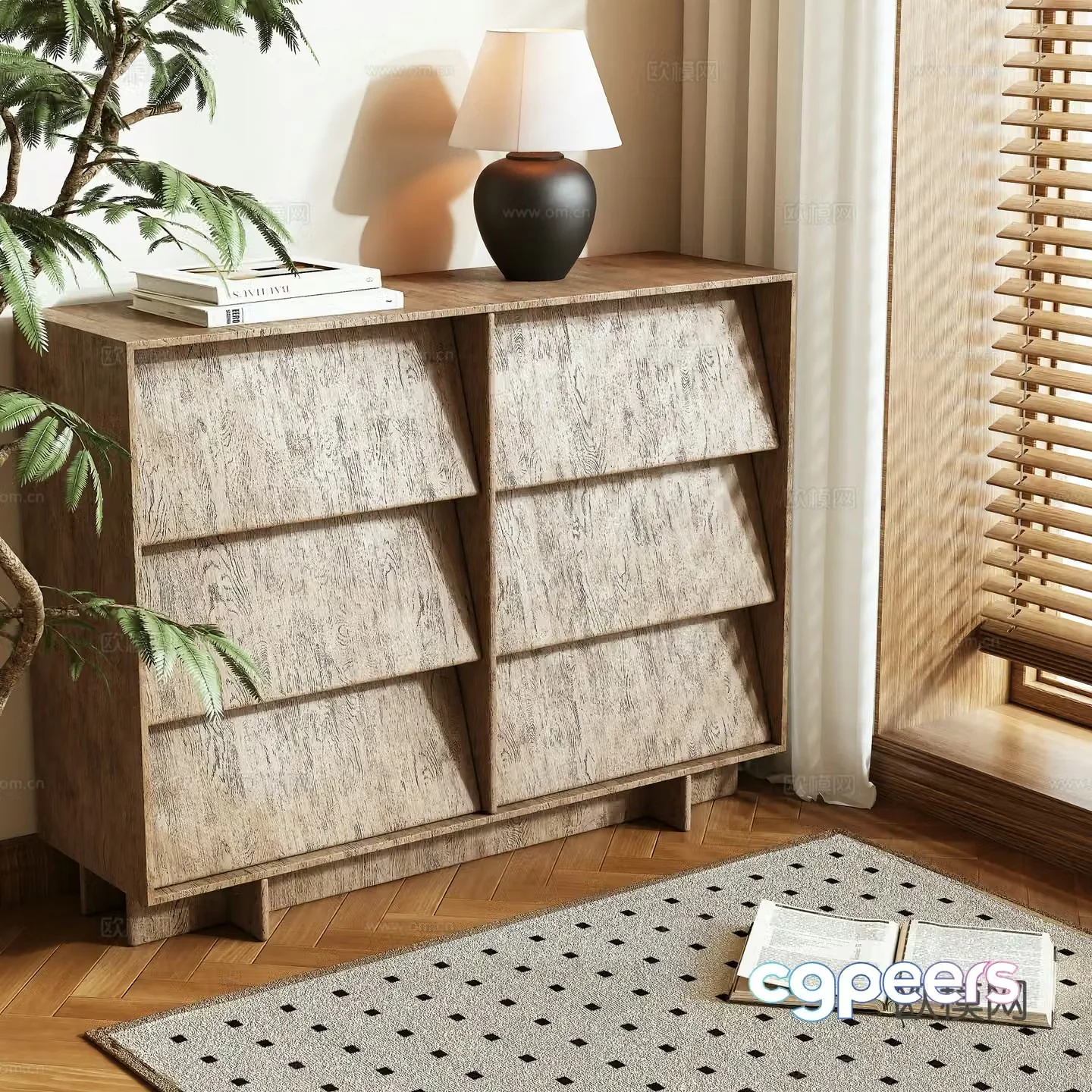 Log wind entrance cabinet side cabinet storage cabinet 3d model