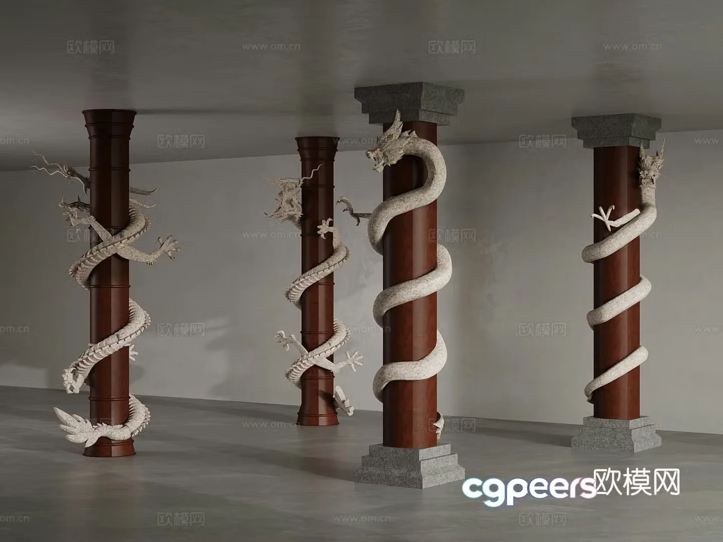 New Chinese column dragon column 3D model