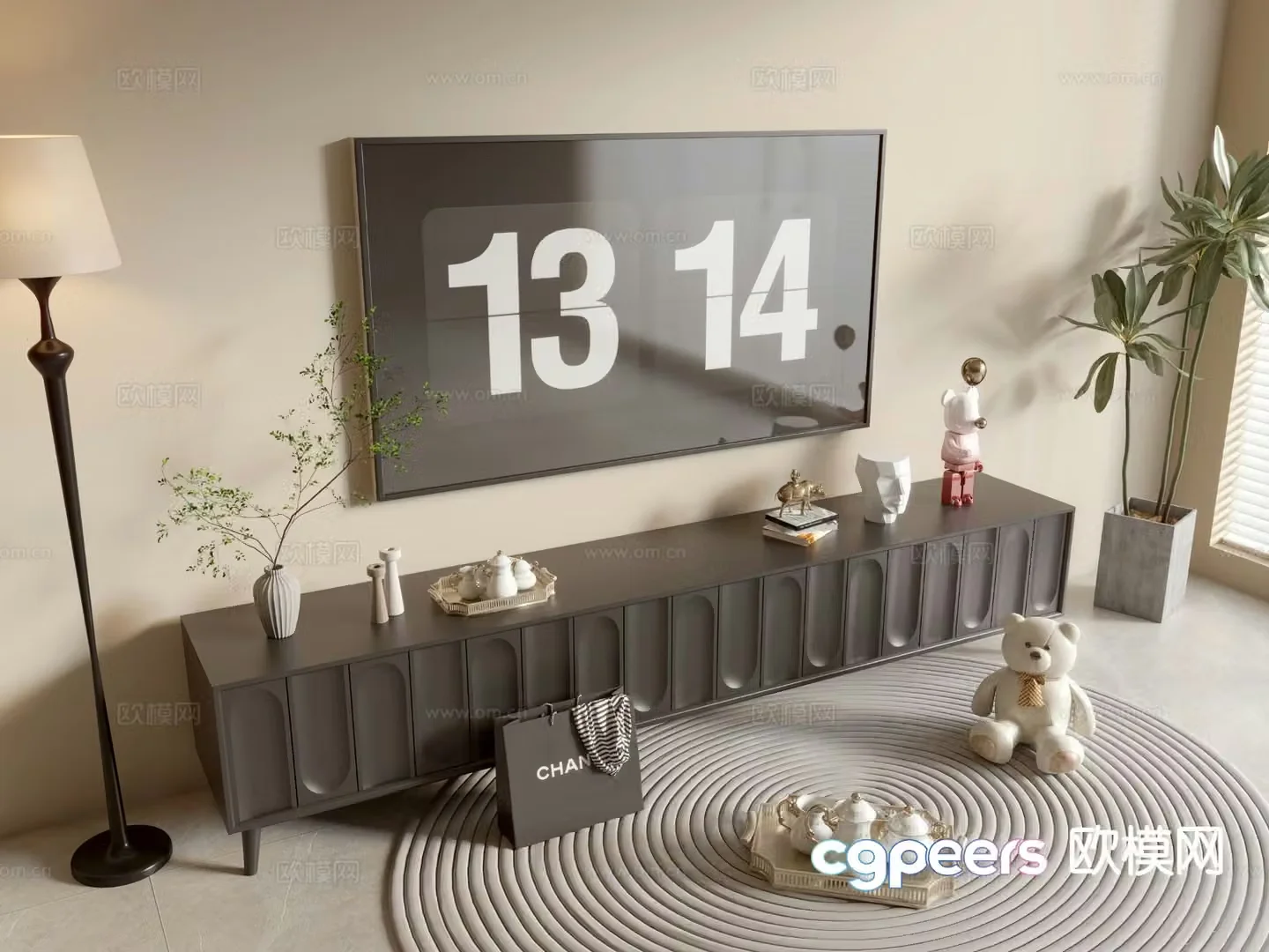 Modern black tv cabinet 3d model